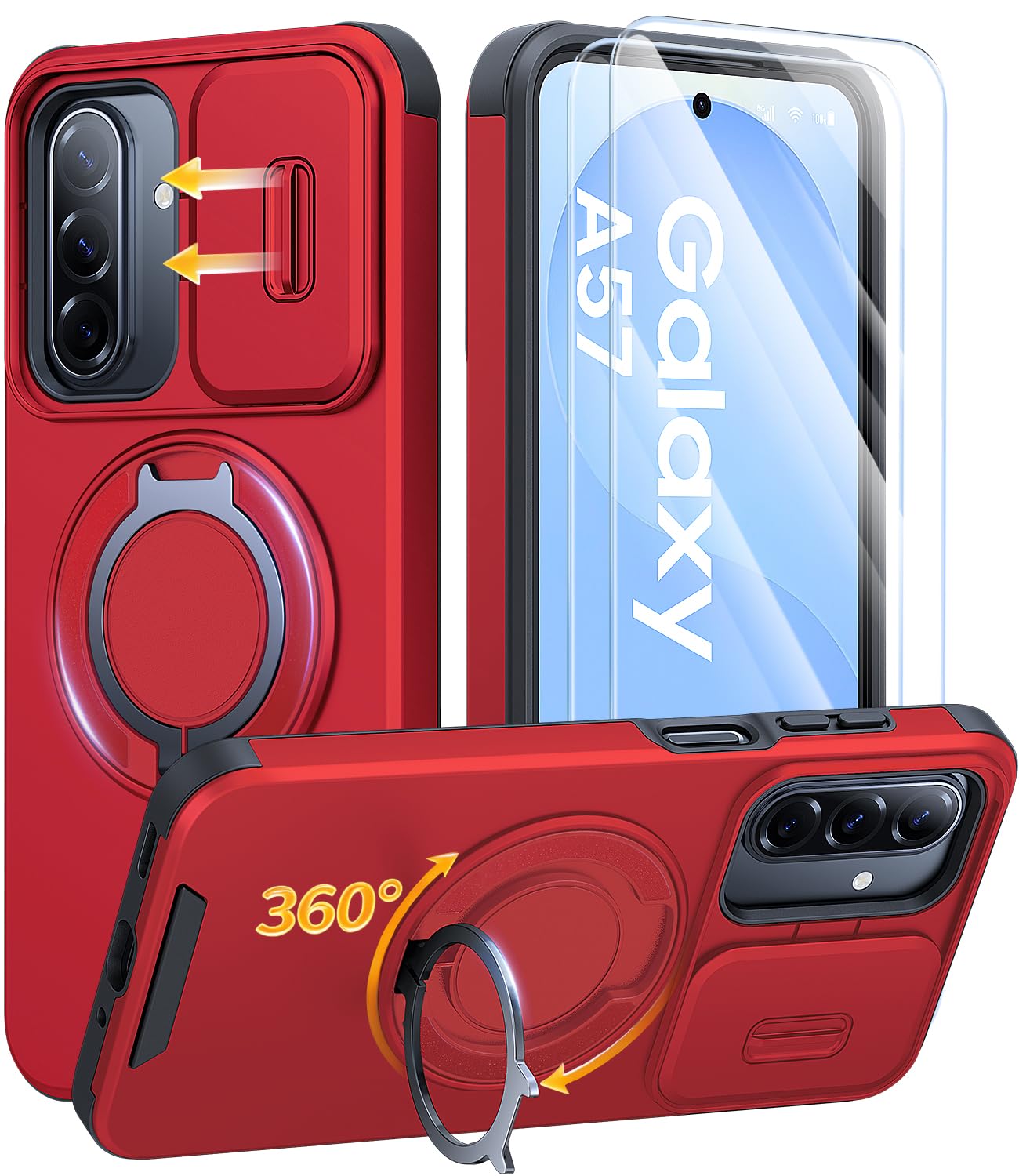 JAME for Samsung Galaxy S26 Ultra Case with Ring Stand & Slide Camera Cover | Ring Holder Kickstand, Screen Protectors, Dual-Layer Shockproof Protective, Magnetic Accessory Friendly Phone Case, Purple