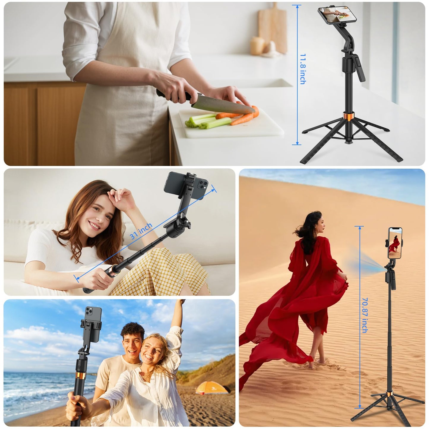 Auto Face Tracking Selfie Stick Tripod for iPhone, 360° Auto Rotating Face Tracking Tripod, Gesture Control, No APP Required, Gimbal stabilizer for Smartphone, for Live Streaming Video, Recording