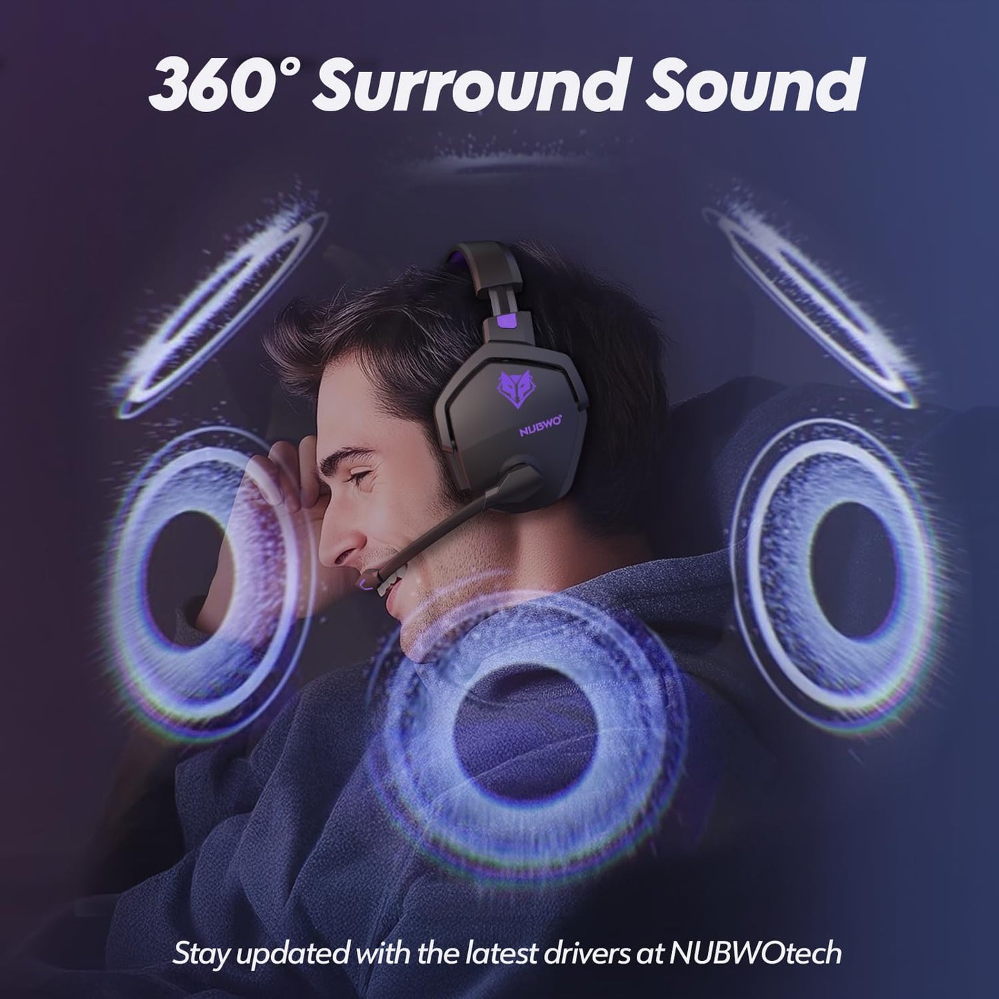 NUBWO Wireless Gaming Headset with Mic for Ps5 Ps4 PC, Zero Interference, 100-Hour Battery All-Day Play, 23ms Sync for Fortnite & Call of Duty/FPS Gamers, Triple Mode All Devices Compatible - Orange