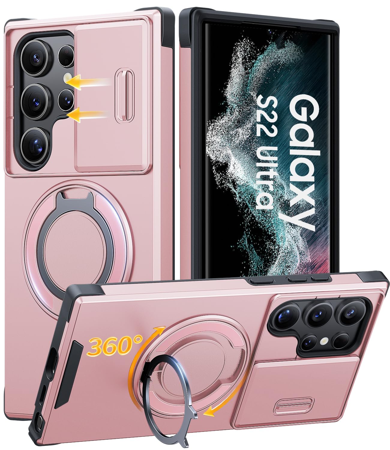 JAME for Samsung Galaxy S26 Ultra Case with Ring Stand & Slide Camera Cover | Ring Holder Kickstand, Screen Protectors, Dual-Layer Shockproof Protective, Magnetic Accessory Friendly Phone Case, Purple