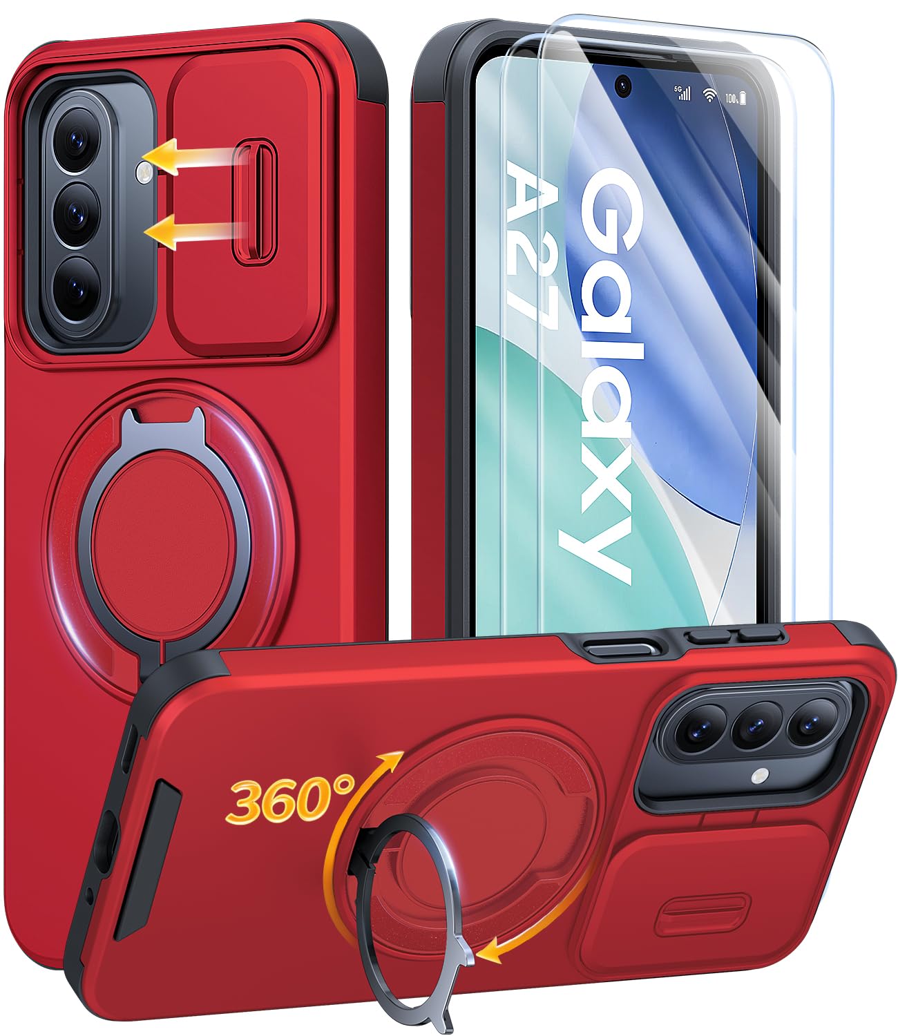 JAME for Samsung Galaxy S26 Ultra Case with Ring Stand & Slide Camera Cover | Ring Holder Kickstand, Screen Protectors, Dual-Layer Shockproof Protective, Magnetic Accessory Friendly Phone Case, Purple