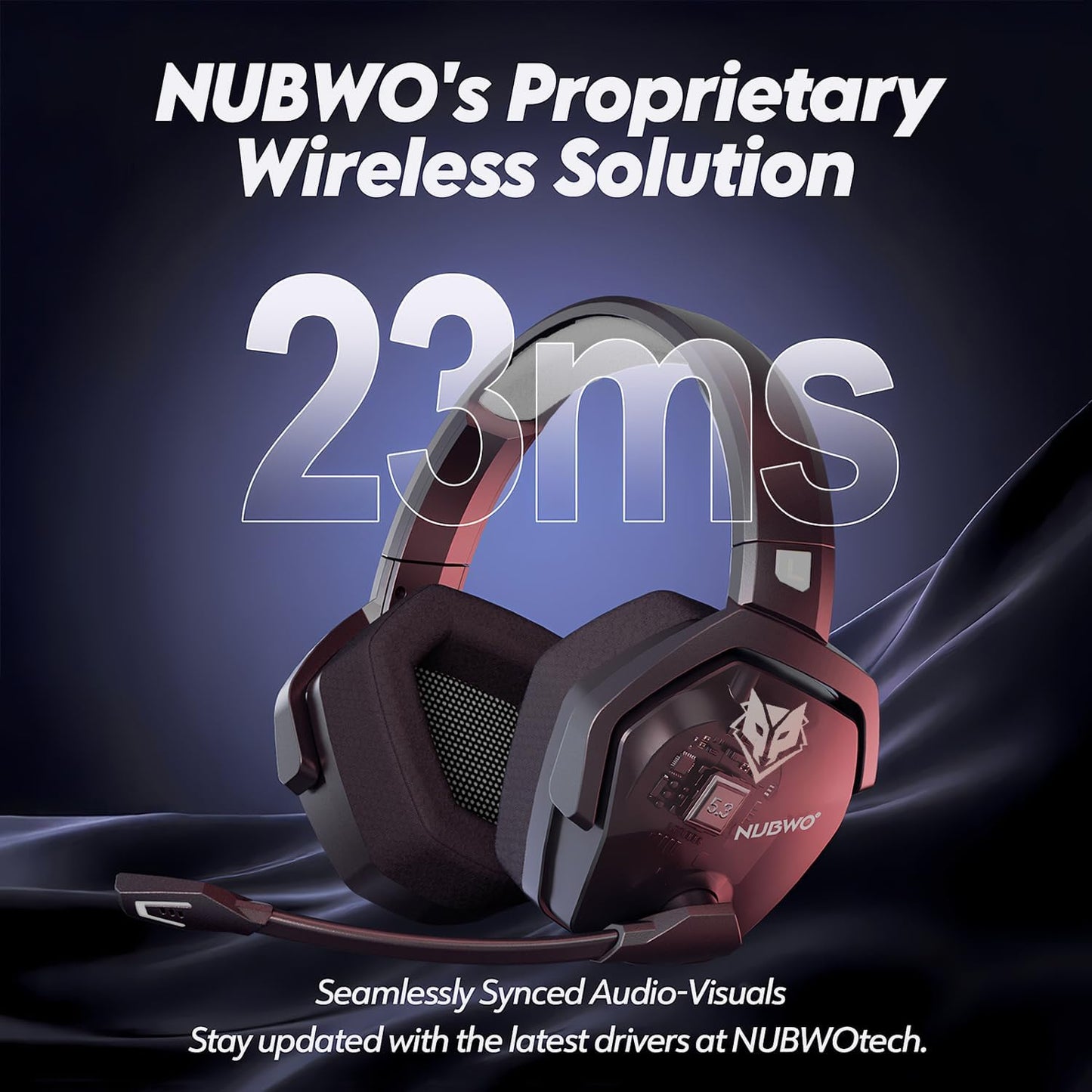 NUBWO Wireless Gaming Headset with Mic for Ps5 Ps4 PC, Zero Interference, 100-Hour Battery All-Day Play, 23ms Sync for Fortnite & Call of Duty/FPS Gamers, Triple Mode All Devices Compatible - Orange