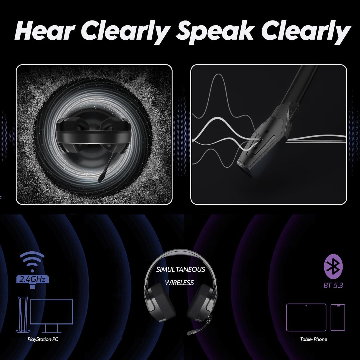 NUBWO Wireless Gaming Headset with Mic for Ps5 Ps4 PC, Zero Interference, 100-Hour Battery All-Day Play, 23ms Sync for Fortnite & Call of Duty/FPS Gamers, Triple Mode All Devices Compatible - Orange