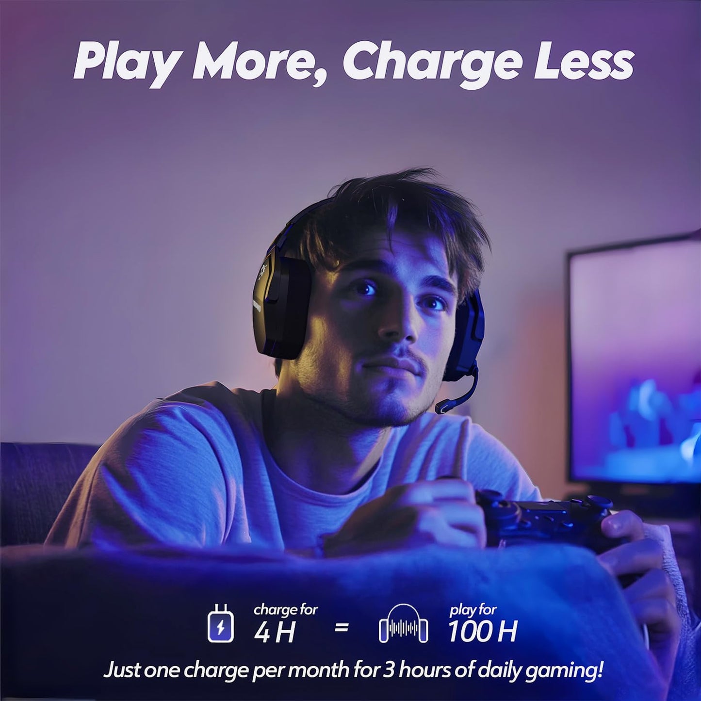 NUBWO Wireless Gaming Headset with Mic for Ps5 Ps4 PC, Zero Interference, 100-Hour Battery All-Day Play, 23ms Sync for Fortnite & Call of Duty/FPS Gamers, Triple Mode All Devices Compatible - Orange