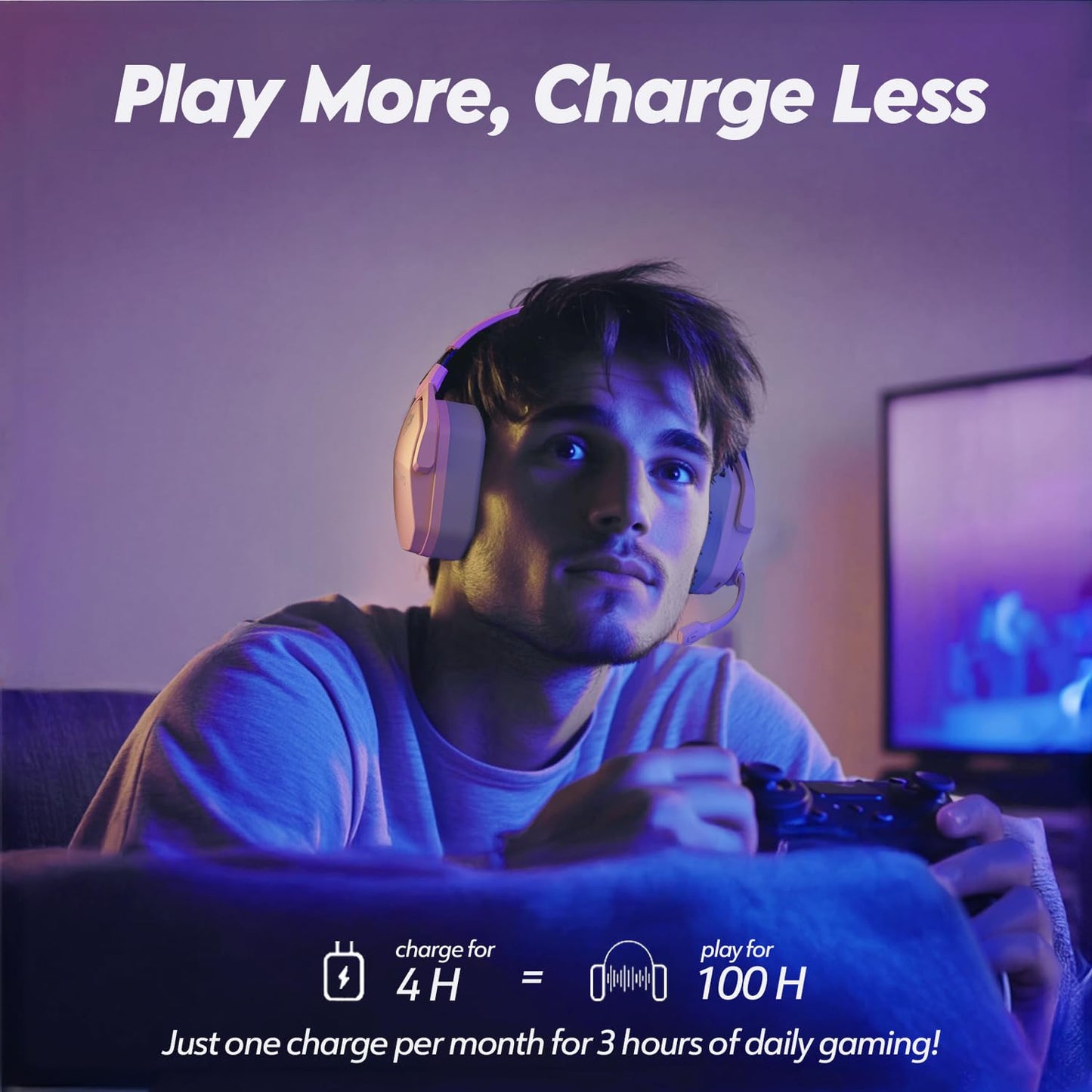 NUBWO Wireless Gaming Headset with Mic for Ps5 Ps4 PC, Zero Interference, 100-Hour Battery All-Day Play, 23ms Sync for Fortnite & Call of Duty/FPS Gamers, Triple Mode All Devices Compatible - Orange