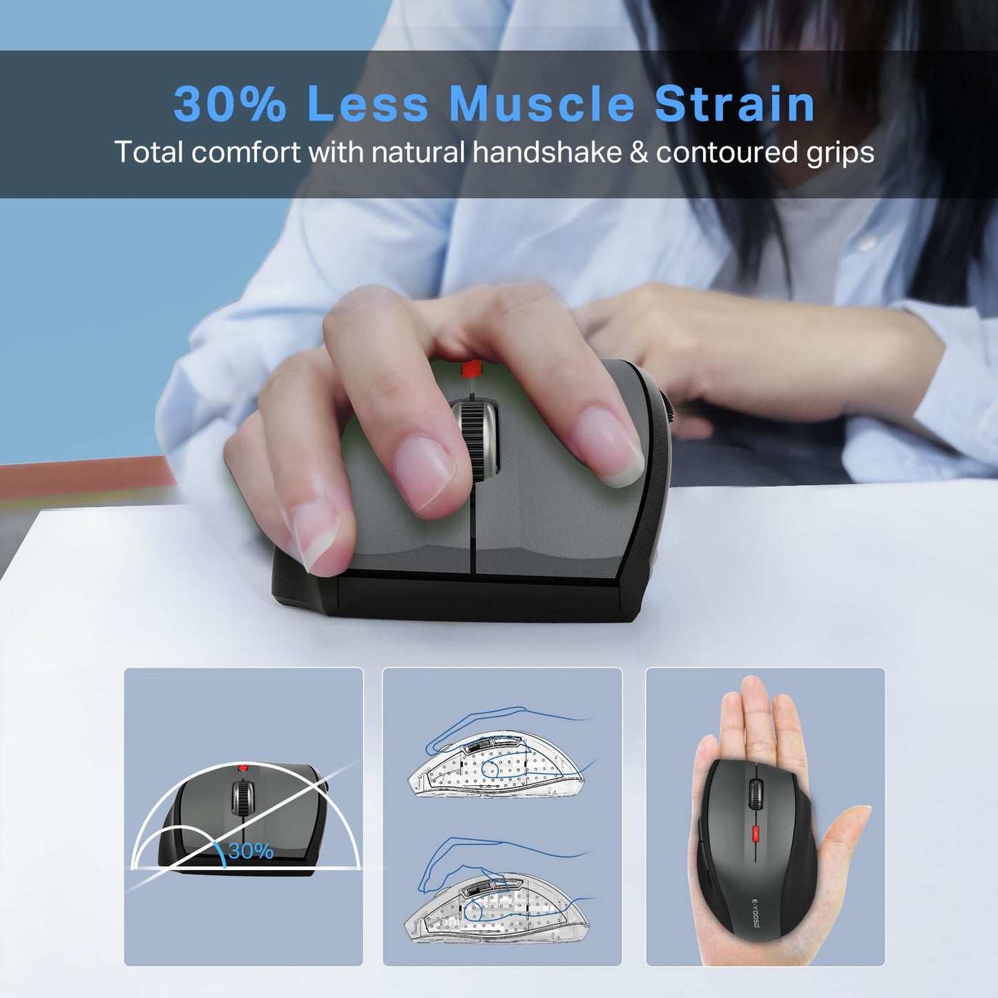 E-YOOSO Wireless Mouse for Laptop, Portable Optical Computer Mouse, 6 Buttons, Cordless 2.4GHz with USB Receiver, 5-Level 4800 DPI, 18 Months Battery Life for PC Chromebook Windows Mac