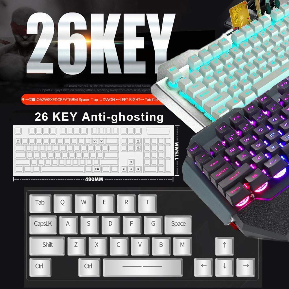 Wireless Gaming Keyboard and Mouse,Rainbow Backlit Rechargeable Keyboard Mouse with 3800mAh Battery Metal Panel,Removable Hand Rest Mechanical Feel Keyboard and 7 Color Gaming Mute Mice for PC Gamers