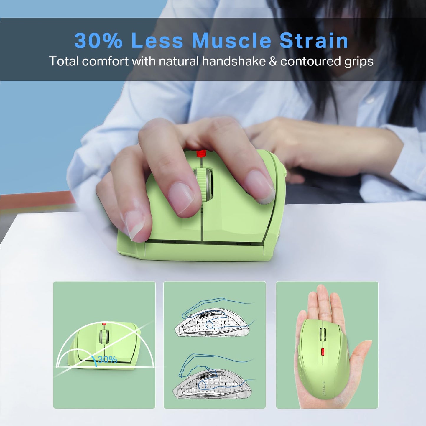 E-YOOSO Wireless Mouse for Laptop, Portable Optical Computer Mouse, 6 Buttons, Cordless 2.4GHz with USB Receiver, 5-Level 4800 DPI, 18 Months Battery Life for PC Chromebook Windows Mac