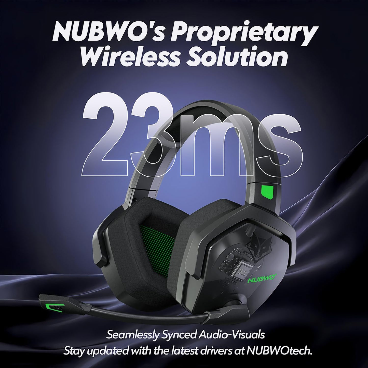 NUBWO Wireless Gaming Headset with Mic for Ps5 Ps4 PC, Zero Interference, 100-Hour Battery All-Day Play, 23ms Sync for Fortnite & Call of Duty/FPS Gamers, Triple Mode All Devices Compatible - Orange