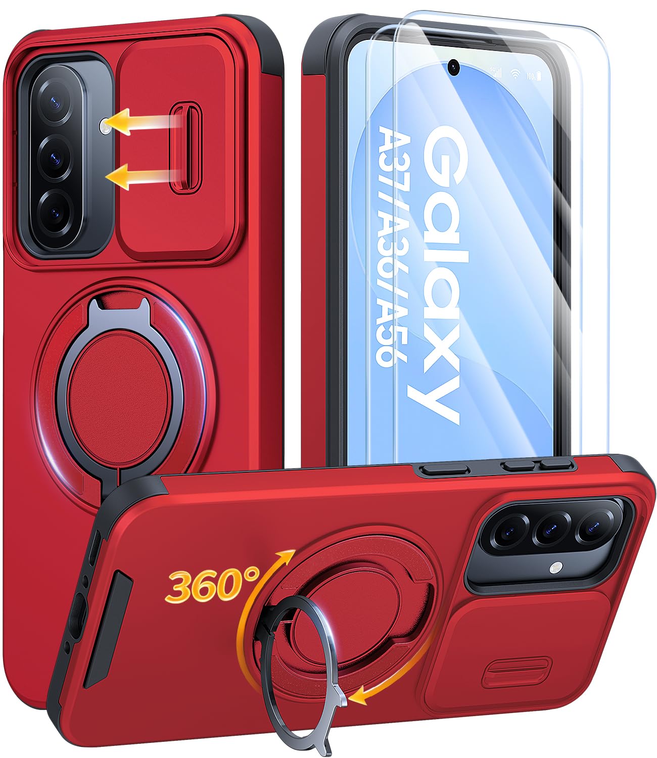 JAME for Samsung Galaxy S26 Ultra Case with Ring Stand & Slide Camera Cover | Ring Holder Kickstand, Screen Protectors, Dual-Layer Shockproof Protective, Magnetic Accessory Friendly Phone Case, Purple