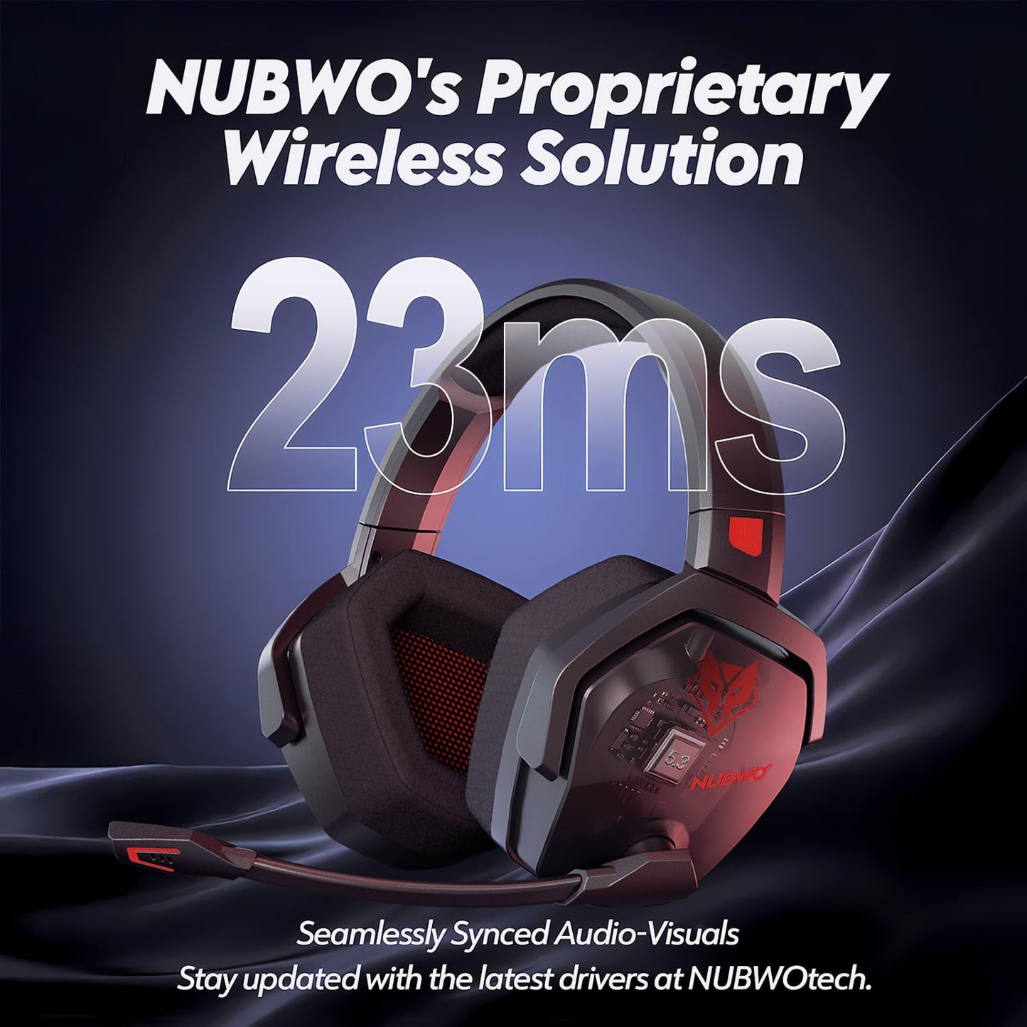 NUBWO Wireless Gaming Headset with Mic for Ps5 Ps4 PC, Zero Interference, 100-Hour Battery All-Day Play, 23ms Sync for Fortnite & Call of Duty/FPS Gamers, Triple Mode All Devices Compatible - Orange