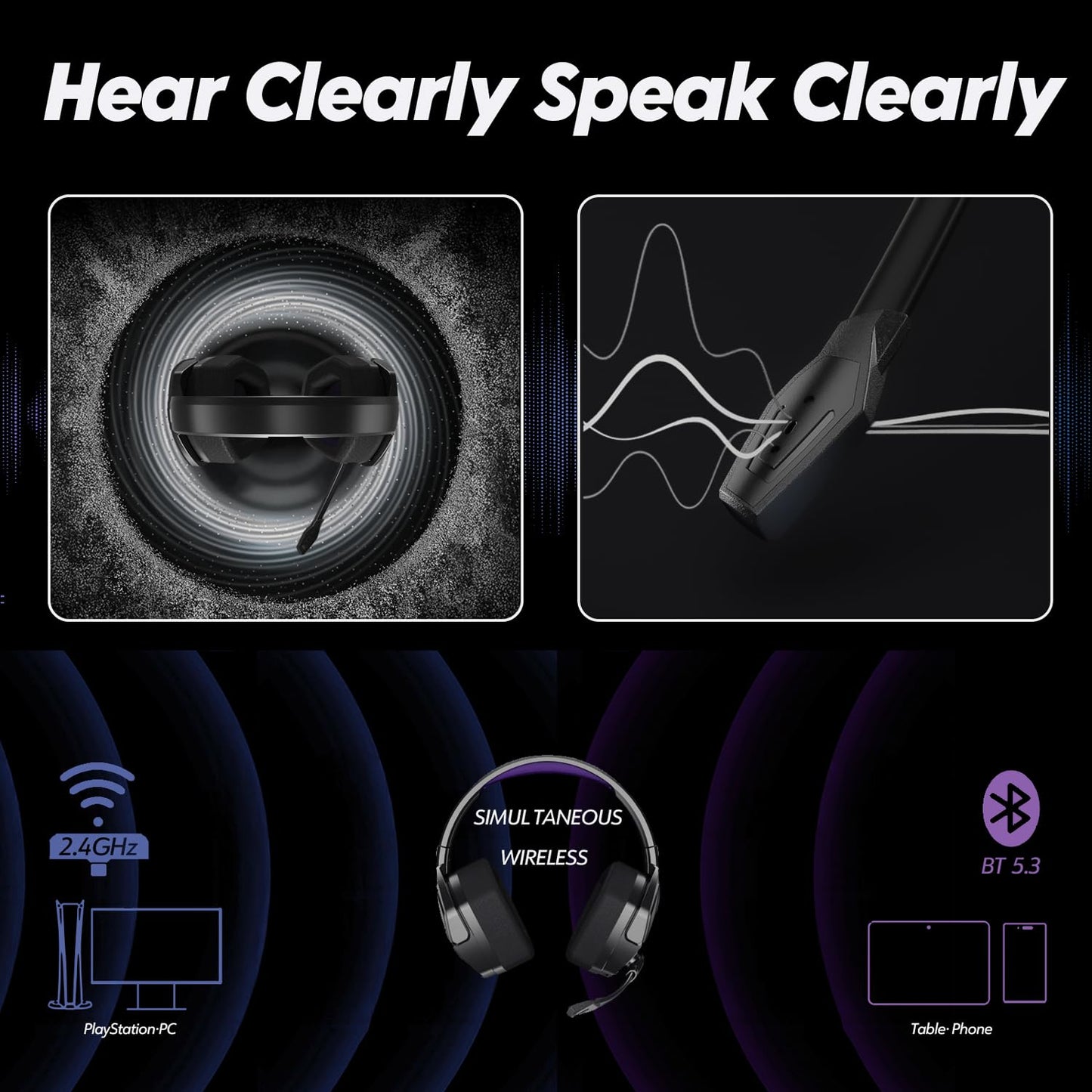 NUBWO Wireless Gaming Headset with Mic for Ps5 Ps4 PC, Zero Interference, 100-Hour Battery All-Day Play, 23ms Sync for Fortnite & Call of Duty/FPS Gamers, Triple Mode All Devices Compatible - Orange