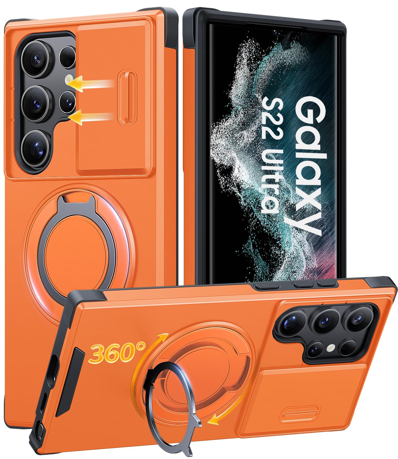 JAME for Samsung Galaxy S26 Ultra Case with Ring Stand & Slide Camera Cover | Ring Holder Kickstand, Screen Protectors, Dual-Layer Shockproof Protective, Magnetic Accessory Friendly Phone Case, Purple