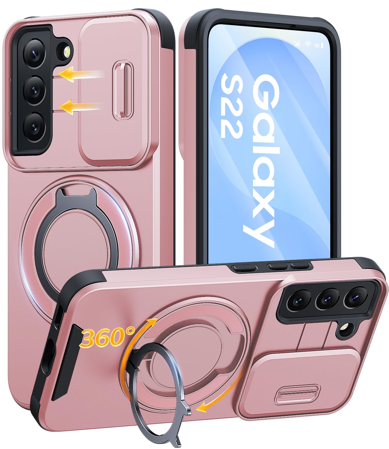JAME for Samsung Galaxy S26 Ultra Case with Ring Stand & Slide Camera Cover | Ring Holder Kickstand, Screen Protectors, Dual-Layer Shockproof Protective, Magnetic Accessory Friendly Phone Case, Purple