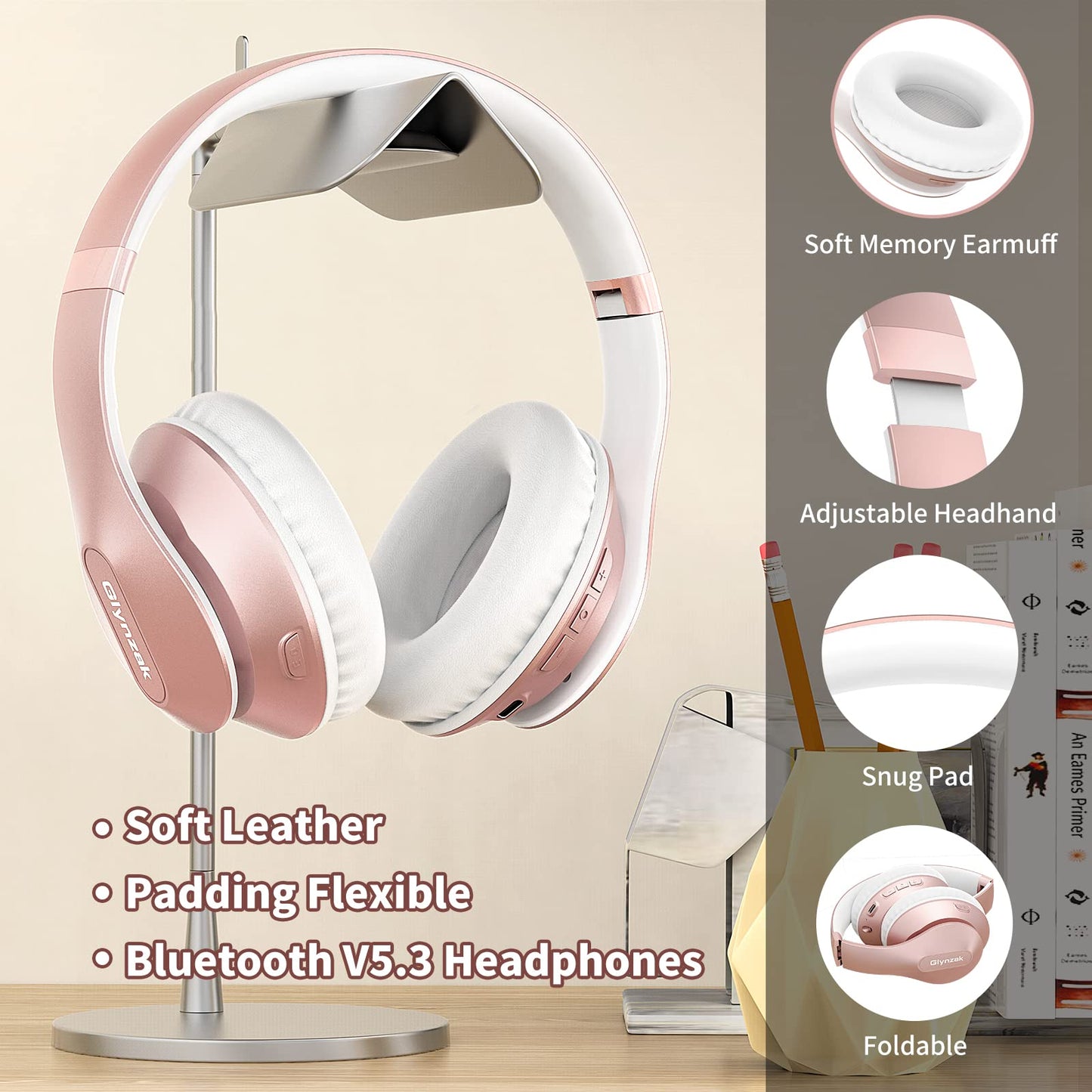 Wireless Bluetooth Headphones Over Ear V6.0 HiFi Stereo with Mic