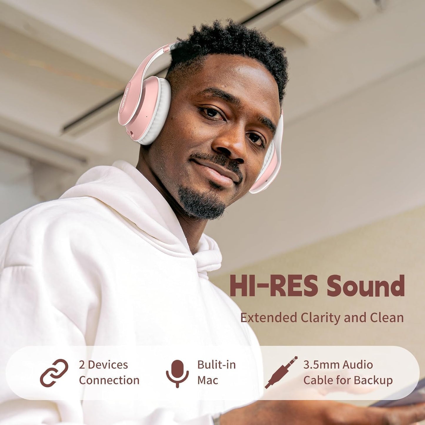 Wireless Bluetooth Headphones Over Ear V6.0 HiFi Stereo with Mic