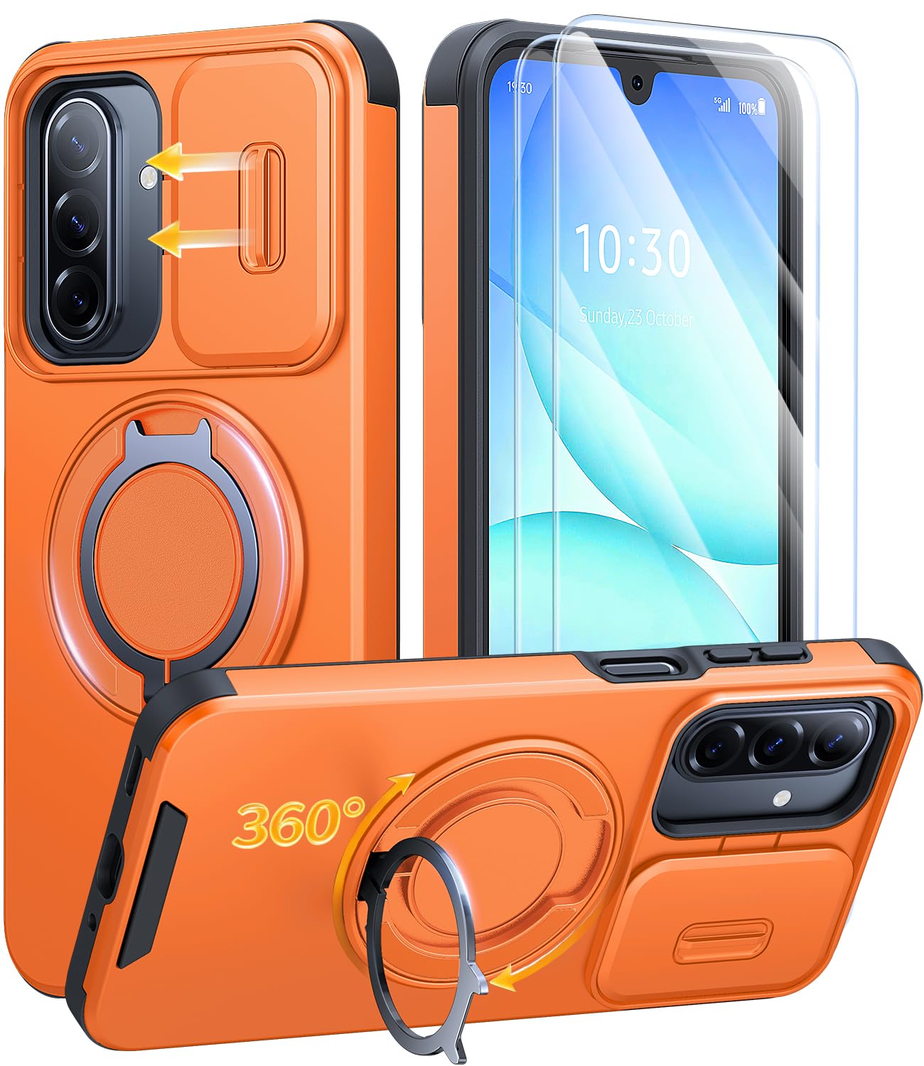 JAME for Samsung Galaxy S26 Ultra Case with Ring Stand & Slide Camera Cover | Ring Holder Kickstand, Screen Protectors, Dual-Layer Shockproof Protective, Magnetic Accessory Friendly Phone Case, Purple
