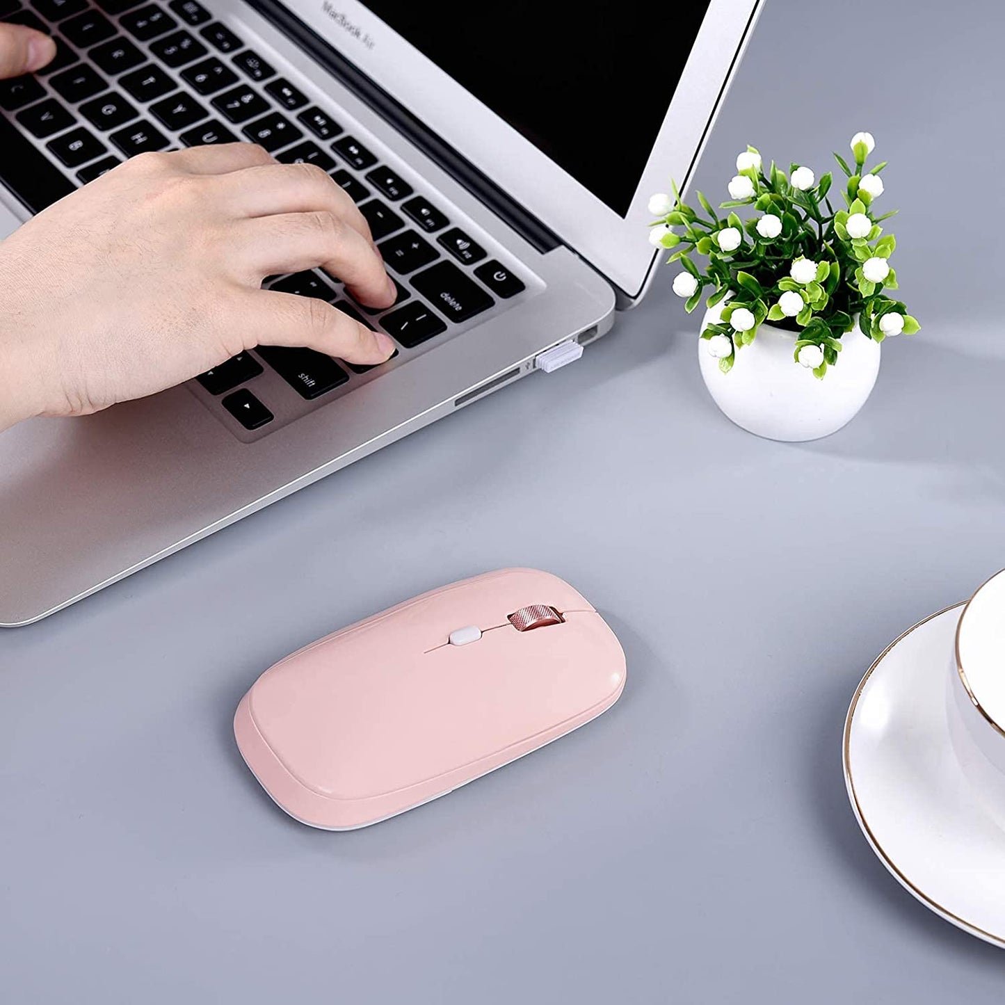 PINKCAT Wireless Flat Mouse, 2.4G Optical Mouse (Pink)