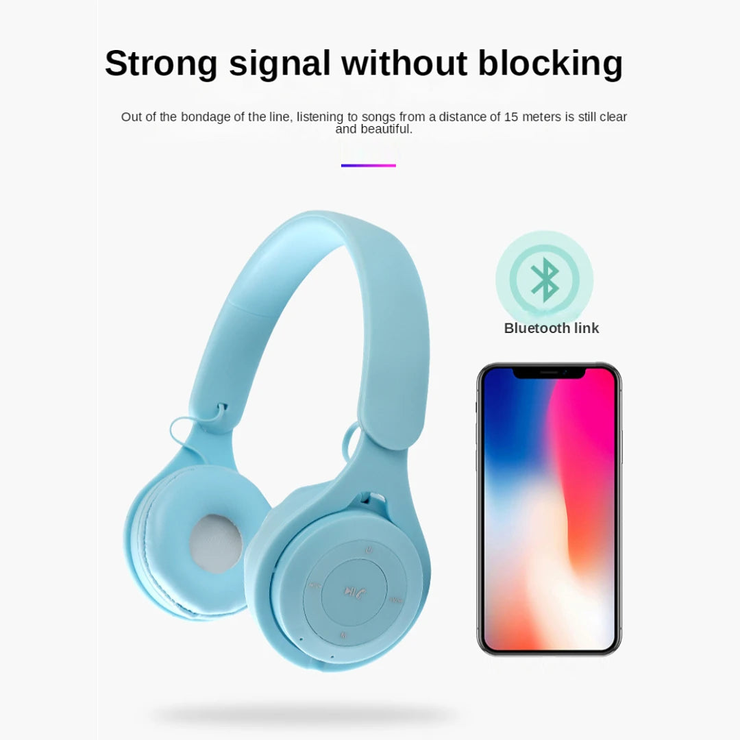 Headphones Kids Wireless Bluetooth Earphones Stereo Foldable Helmets Gaming Headsets Over-Ear Headphones for Android Ios