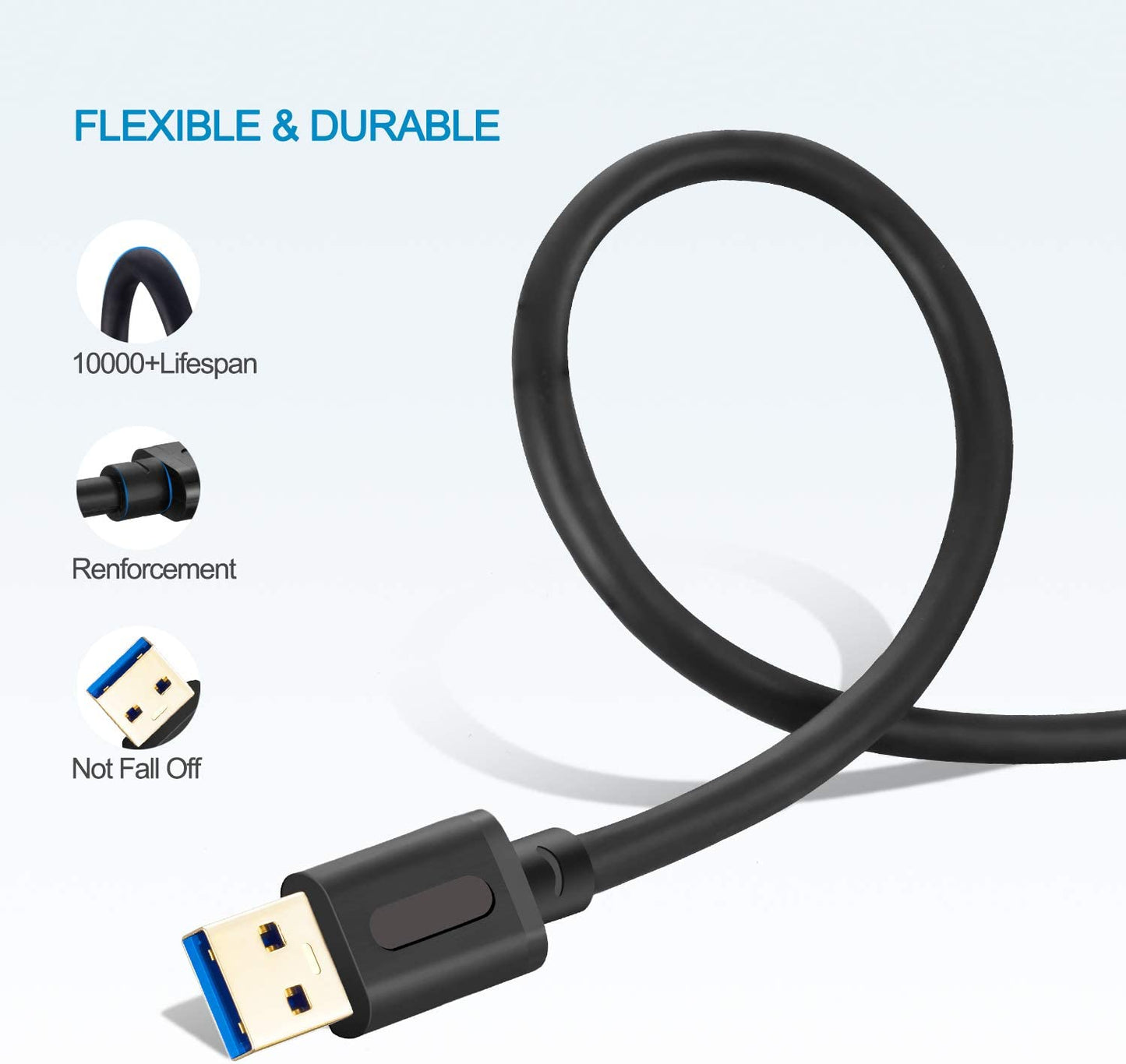 Jelly Tang USB 3.0 Male to Male Cable 6Ft, Gold-Plated Connector (6Ft/1.8M)