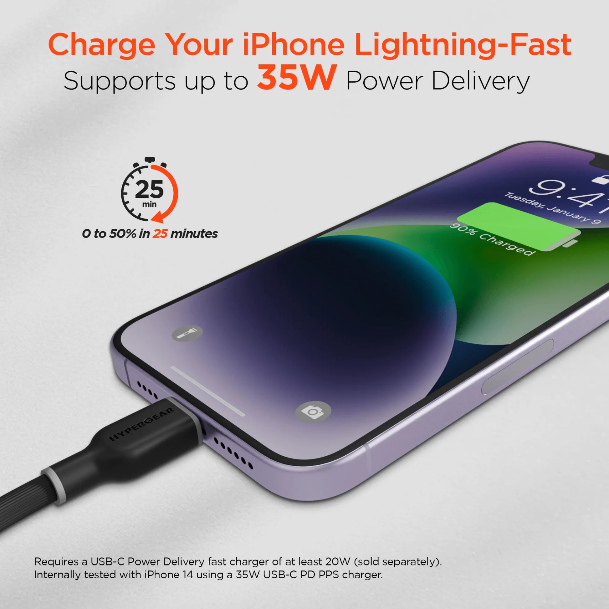 Hypergear Flexi PRO USB-C to Lightning Cable 10Ft