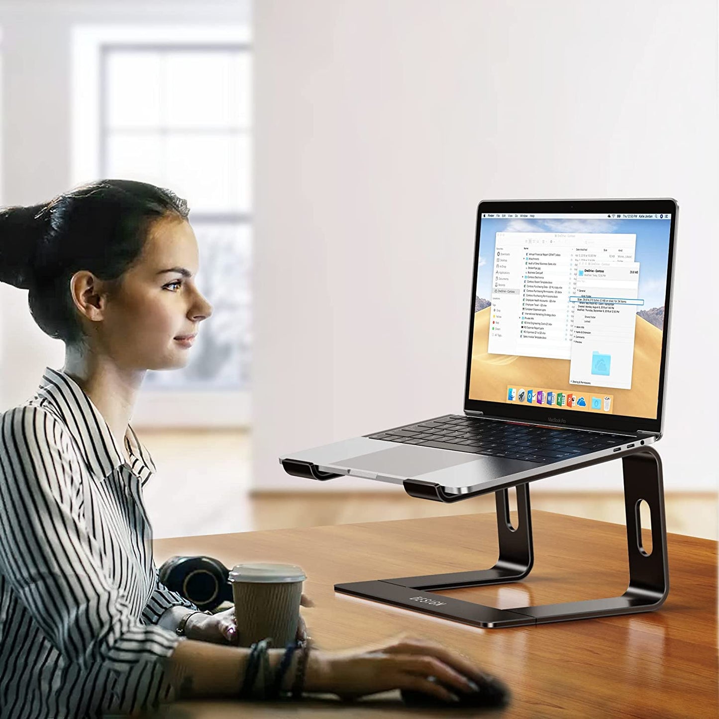 BESIGN LS03 Aluminum Laptop Stand, Detachable Computer Stand, Black