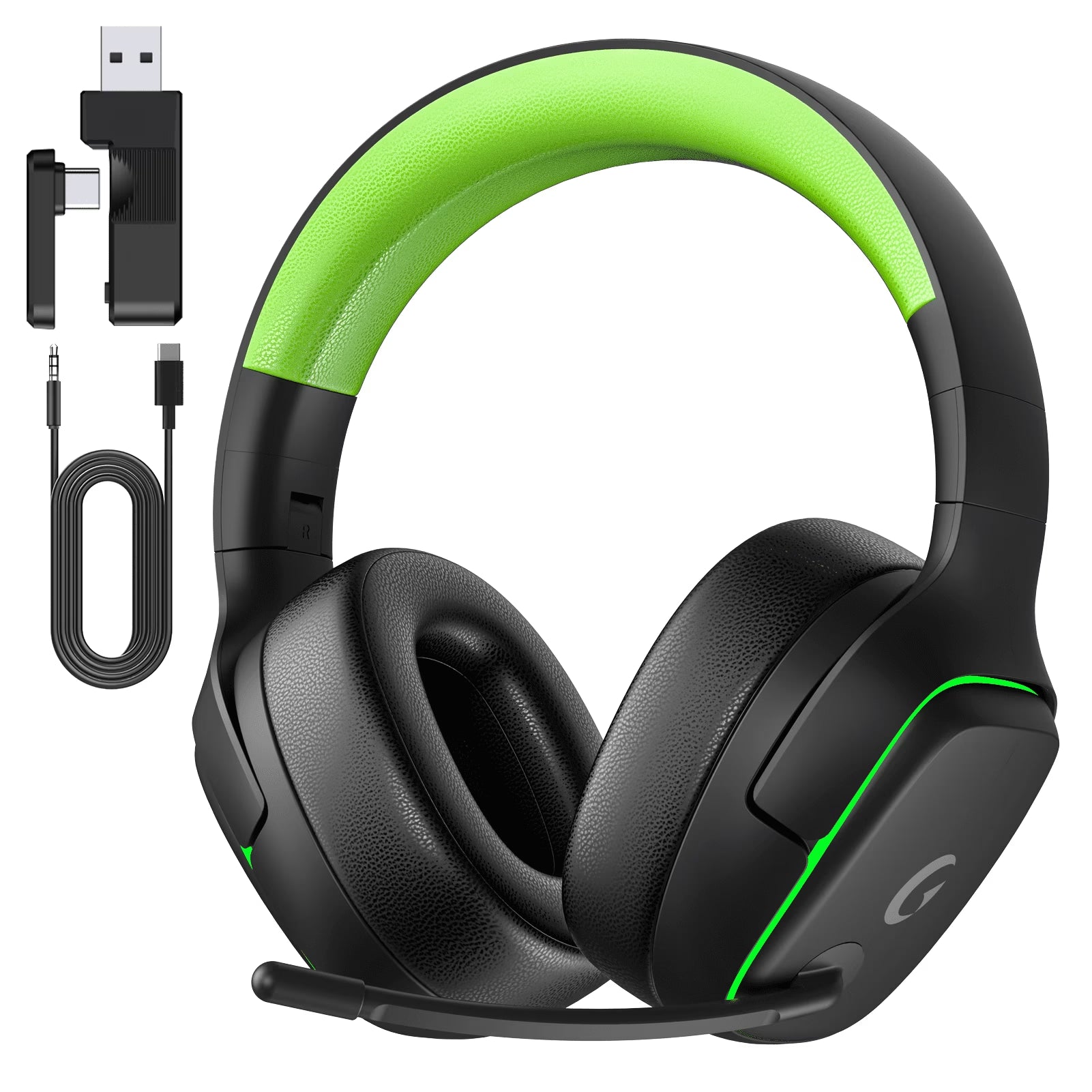 Wireless Gaming Headset 2.4Ghz for Ps5/Ps4/Pc/Switch, Bluetooth 5.3 Headphones with Noise-Canceling Mic