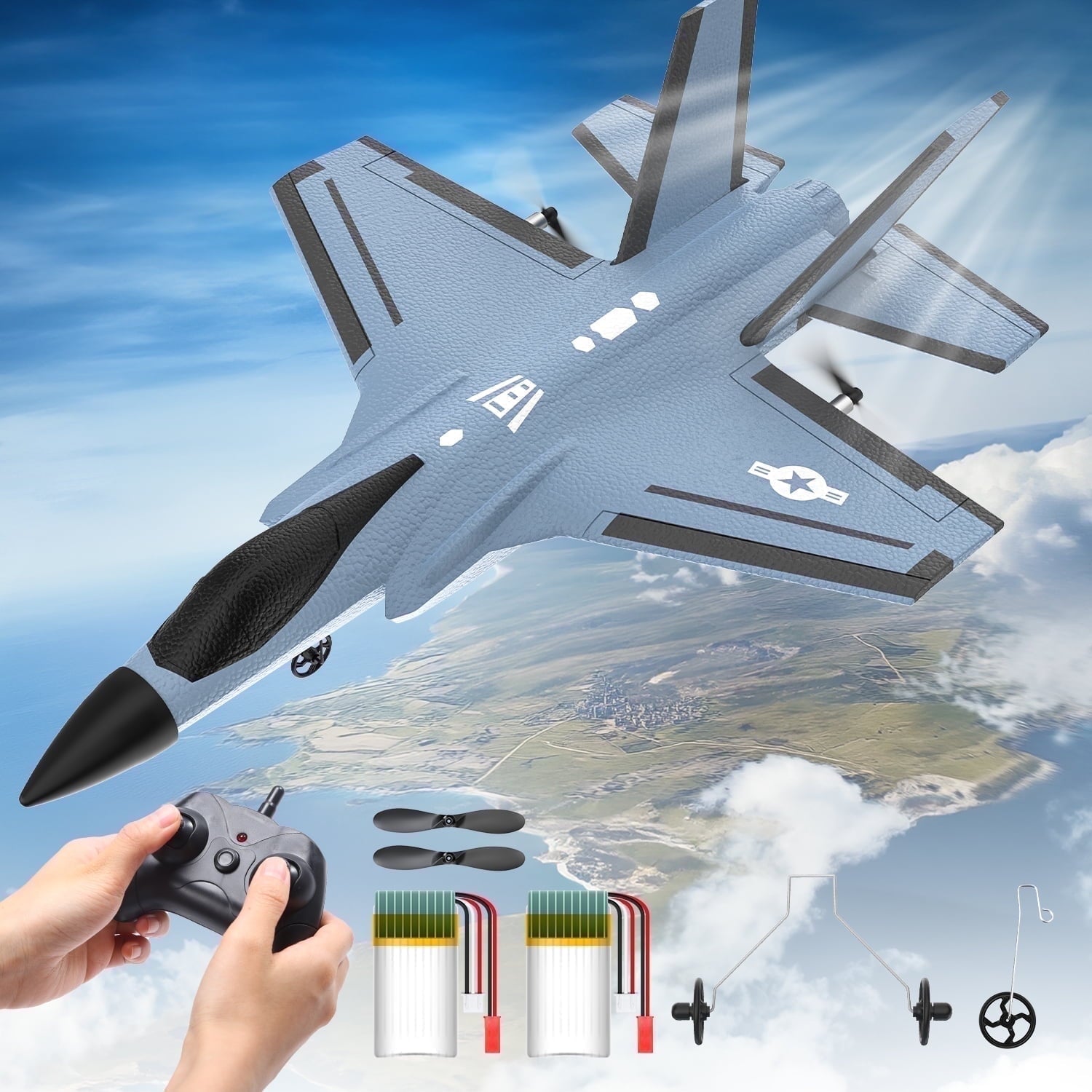 F35 Foam RC Airplane for Beginner, 2 Channels 2.4 GHZ RC Plane Toy