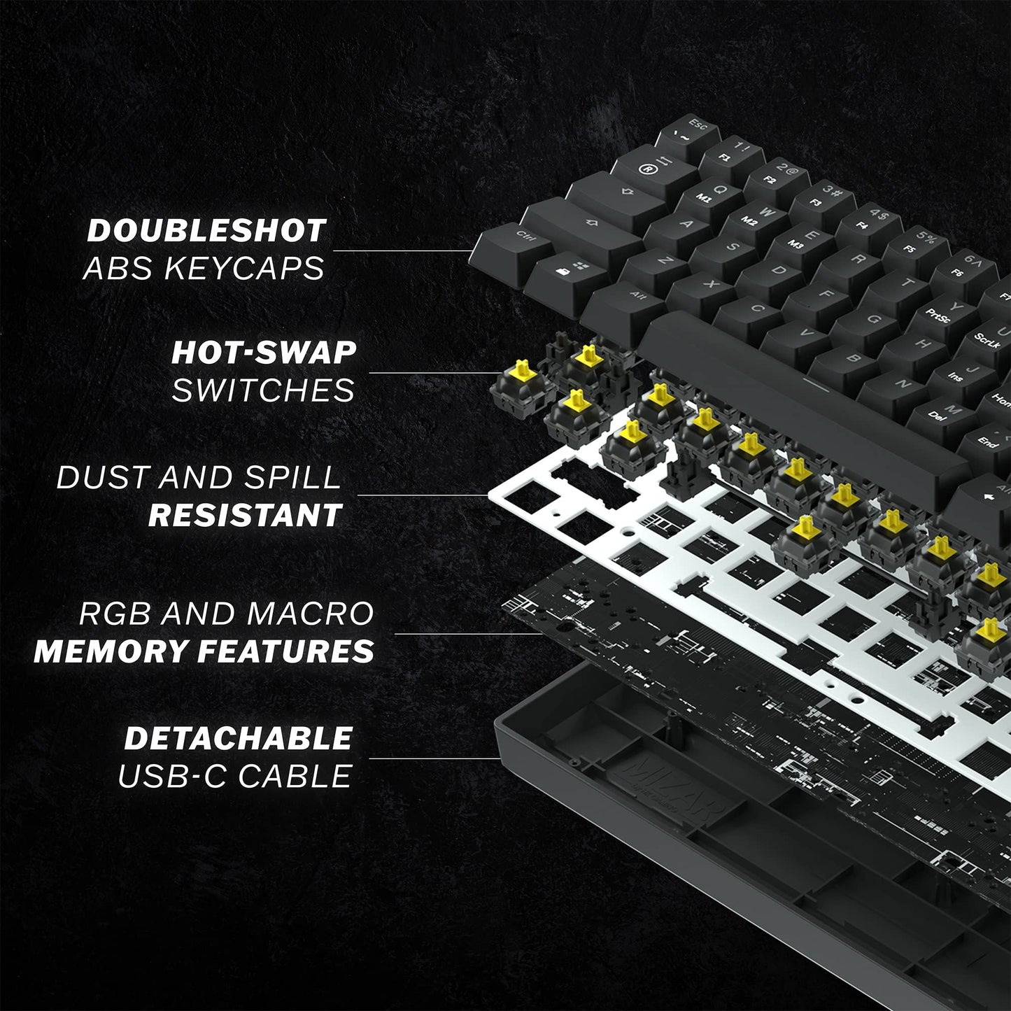 HK GAMING GK61 Mechanical Gaming Keyboard - 61 Keys Multi Color RGB Illuminated LED Backlit Wired Programmable for PC/Mac Gamer (Gateron Optical Brown, White)