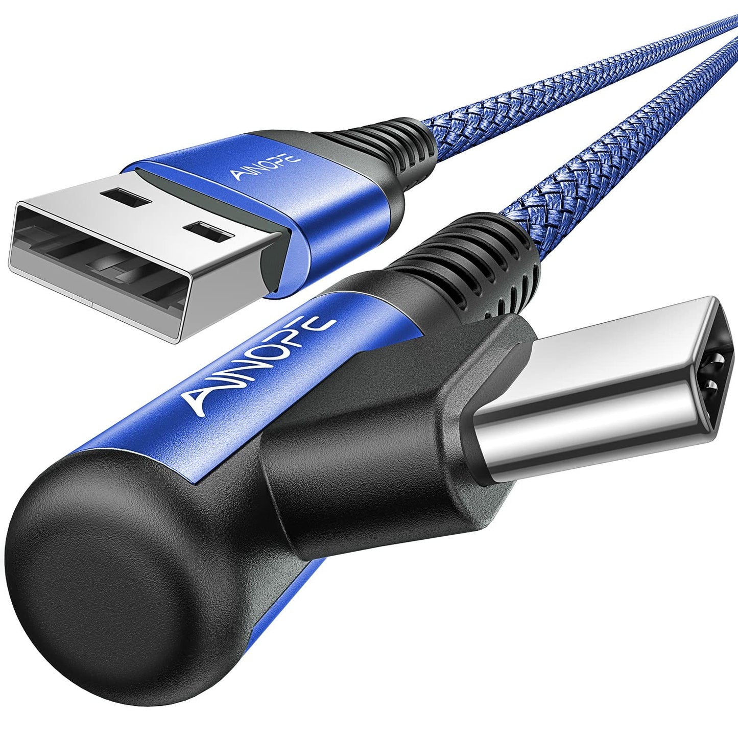 AINOPE 2-Pack Type C Charging Cable 3.1A Fast Charge, Right Angle [6.6ft+6.6ft] USB C Cable, Durable Nylon Braided Type C Charging Cable Fast Charge Compatible Galaxy S10 S9 S21, LG V30,V20,G6
