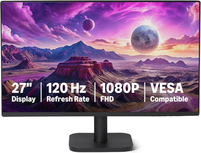 Amazon Basics 27-inch Computer Monitor 120 Hz, 1080P, HDMI, DP, VGA, VESA Compatible for Office,Home