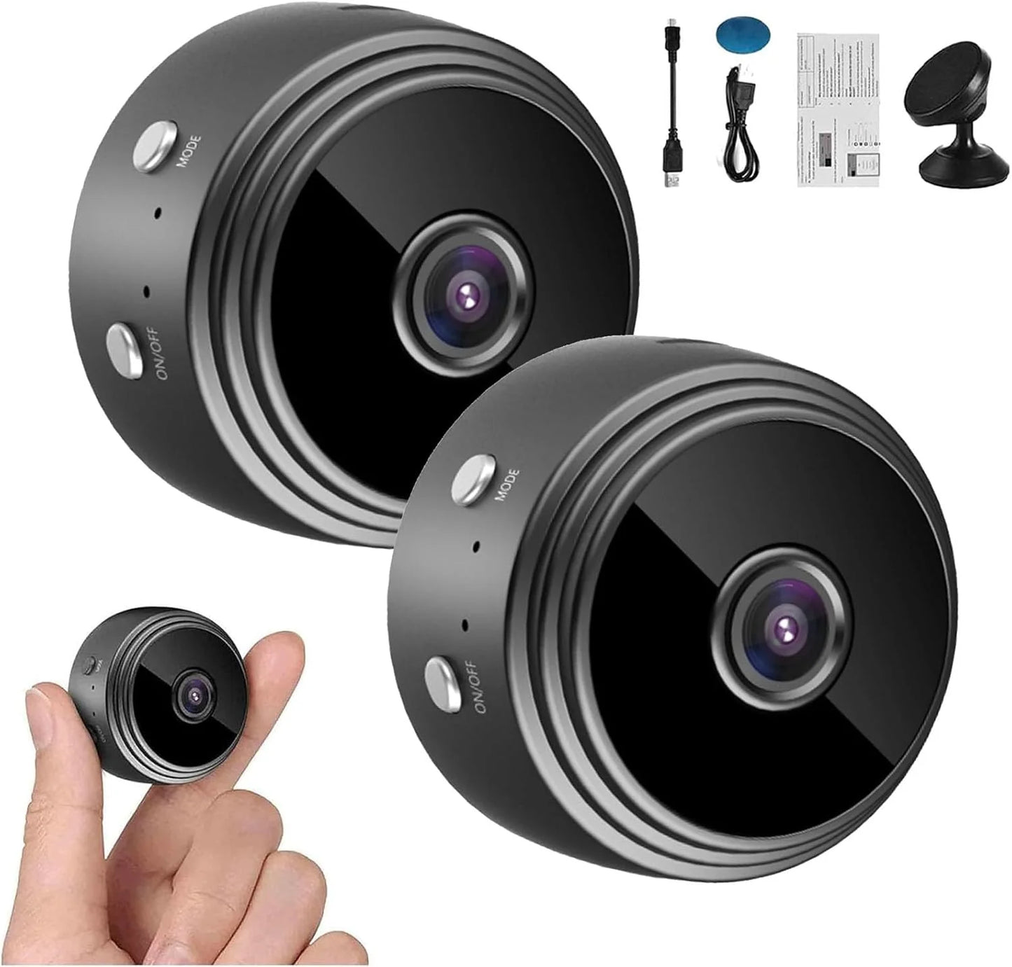Mini Guard Cam, Miniguard Magnetic Mini Security Camera, 1080P HD Secret Scope Hidden Camera with Audio Indoor/Outdoor Wireless (2Pcs)