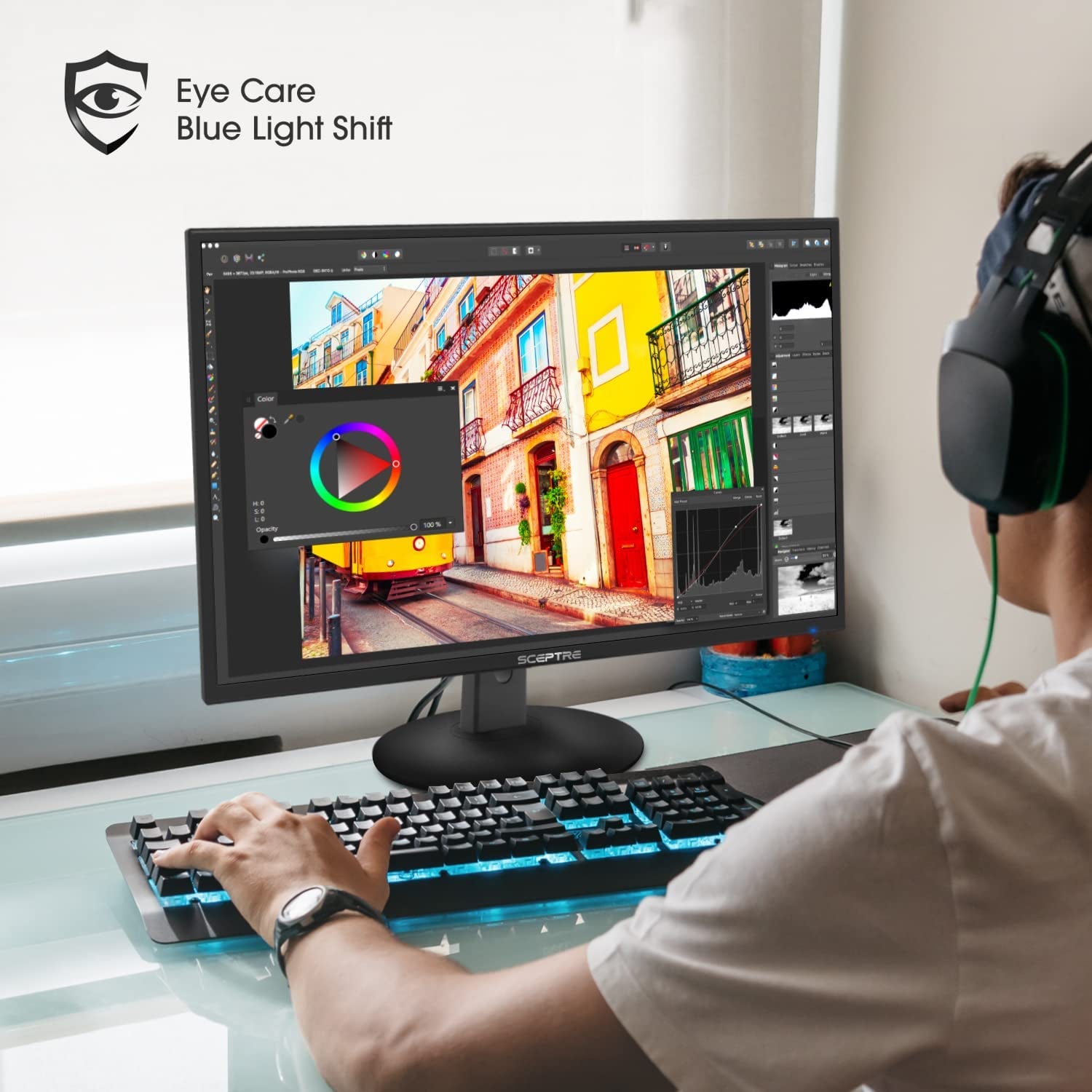 Sceptre E249W-19203R 24-Inch FHD LED Gaming Monitor, Build-In Speakers, Black