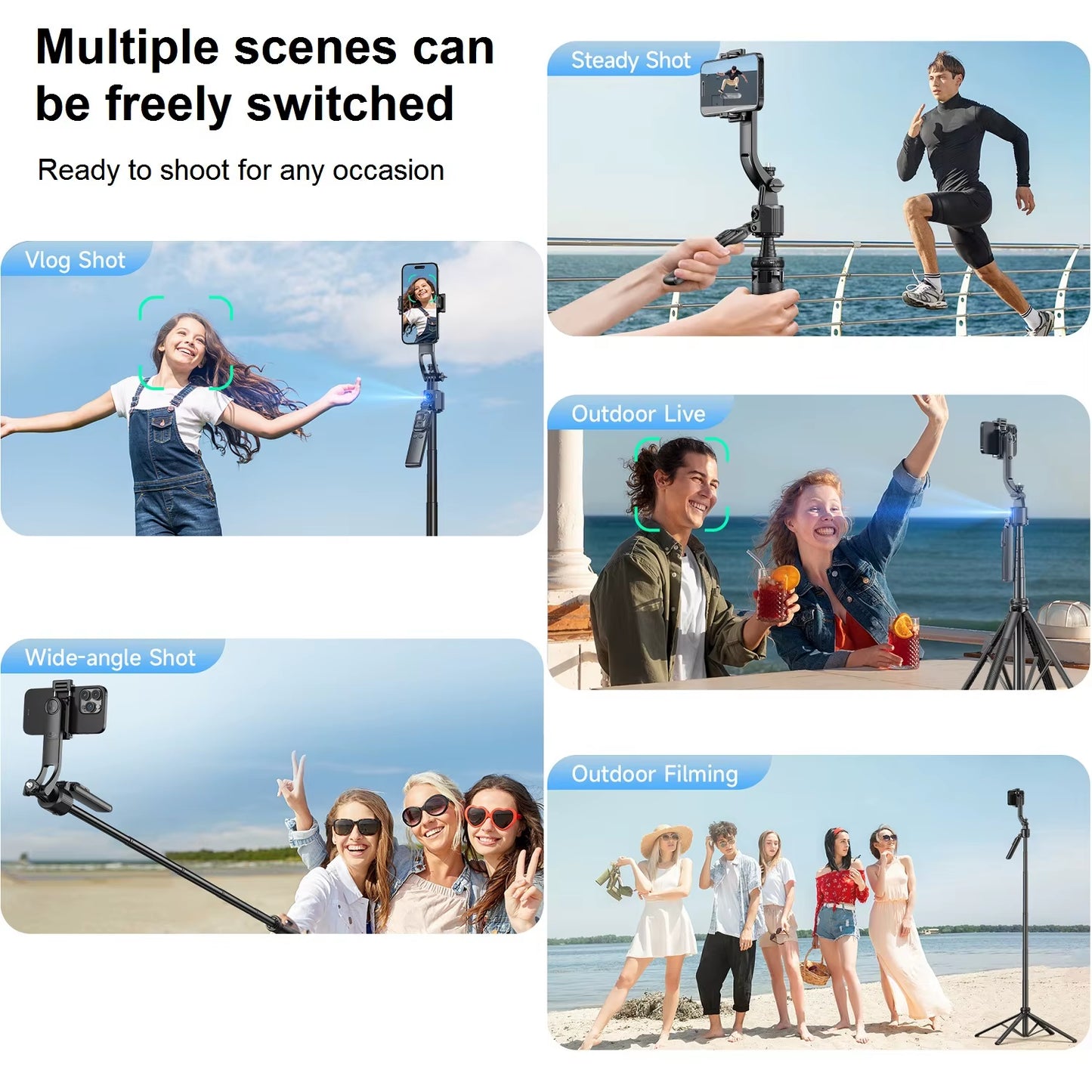 Auto Face Tracking Tripod 360° Rotation Mount 64" Extendable Auto Tracking Phone Holder Motion Sensor Tripod Selfie Stick Remote