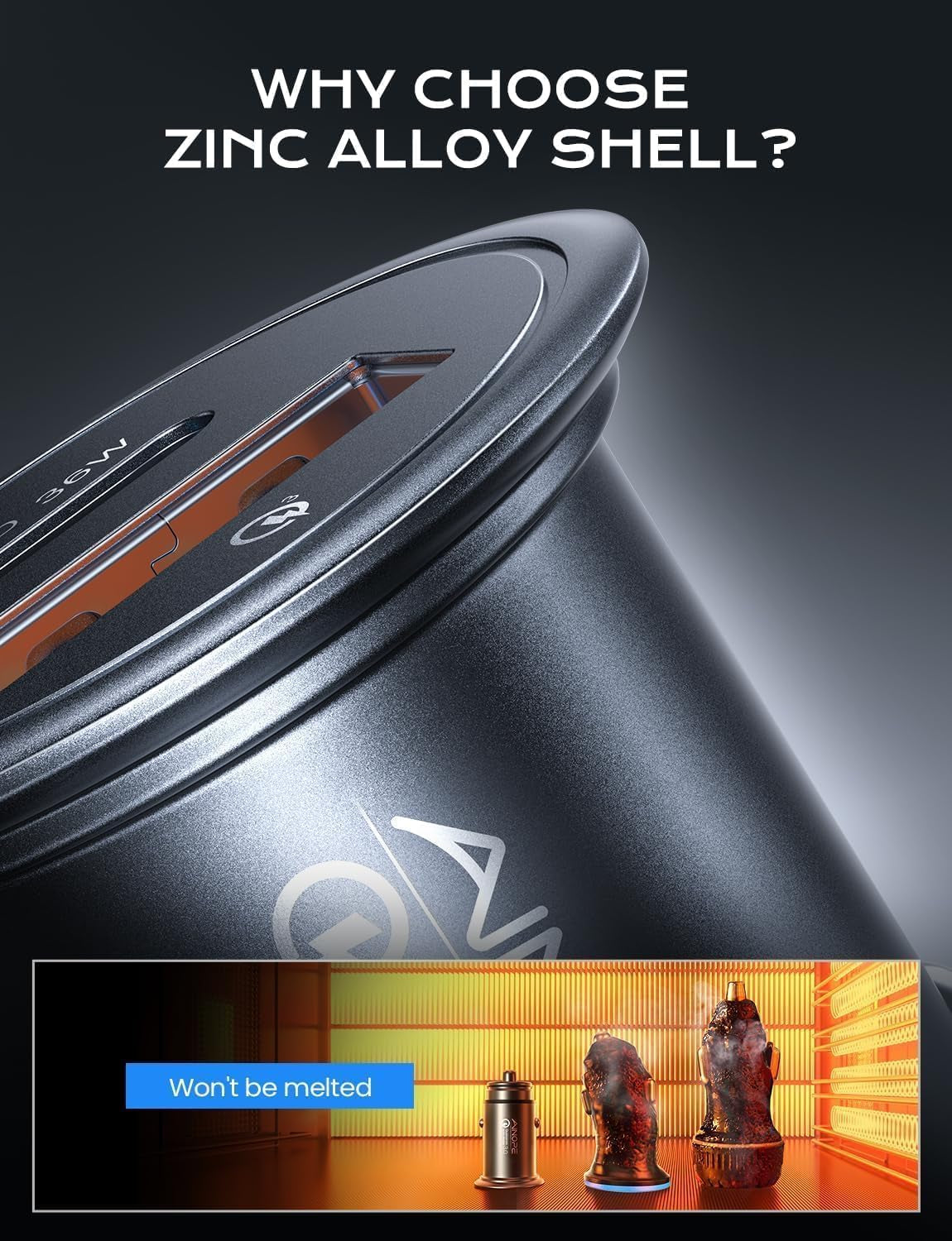 67.5W Car Charger USB C Fast Charge for Iphone 17 Pro, PD 45W USB C Car Charger Adapter, All Metal Cigarette Lighter Adapter for Iphone 17 Pro Max 16 15 Air Samsung S25 Android