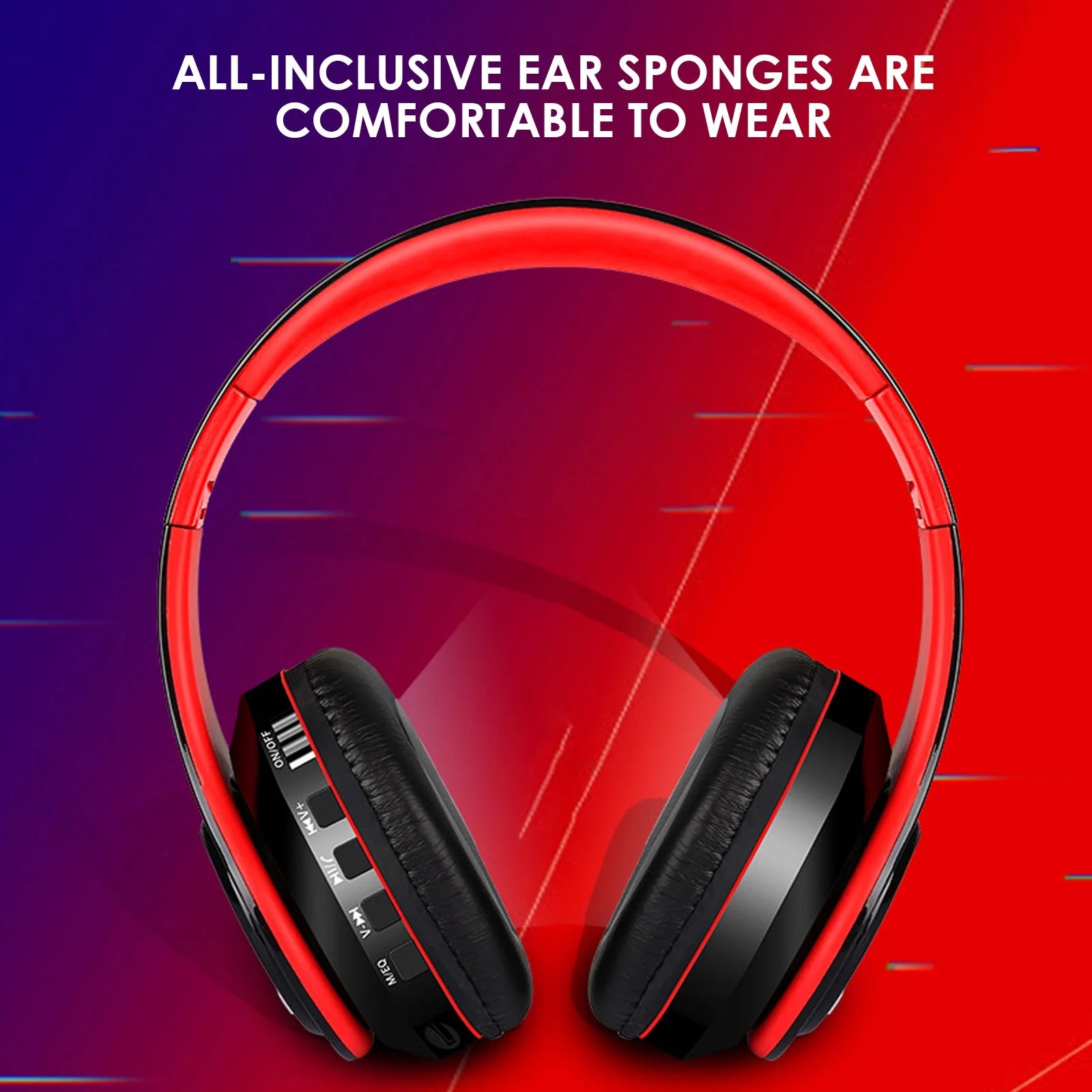 Bluetooth Headphones over Ear Wireless Noise Cancelling Headphones Foldable Stereo Earphone Super Bass Headset