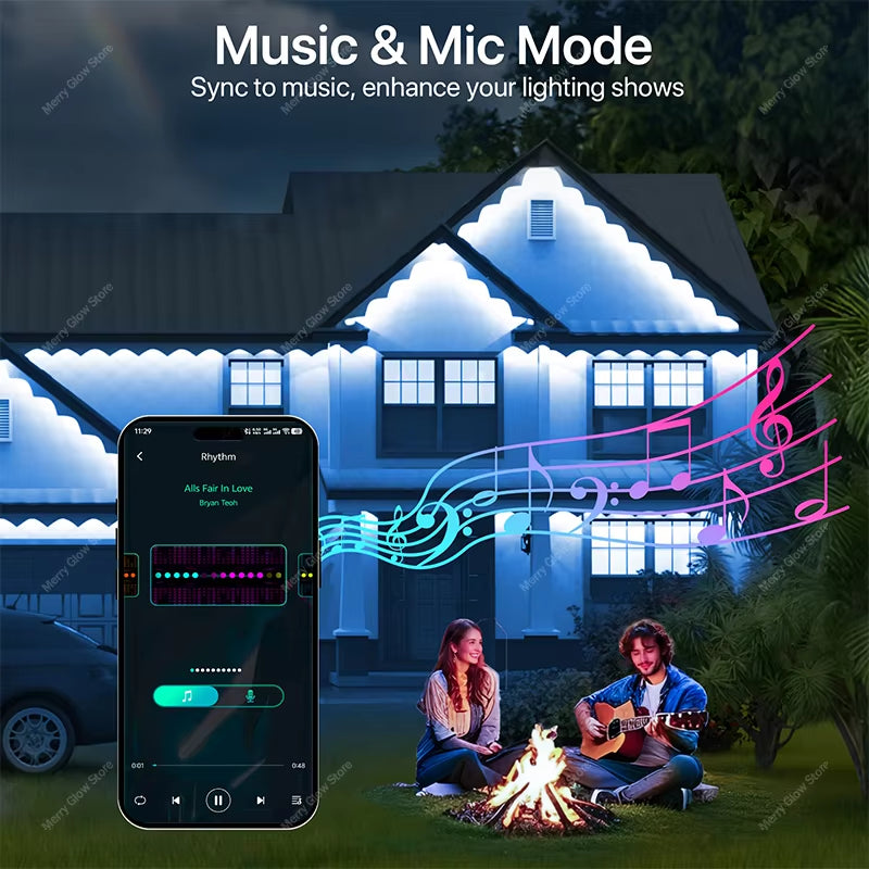 150FT Permanent Outdoor Smart RGBIC Eave Lights Multiple Scene Modes 90LED Cornice Lights for Holiday Halloween Christmas Decor