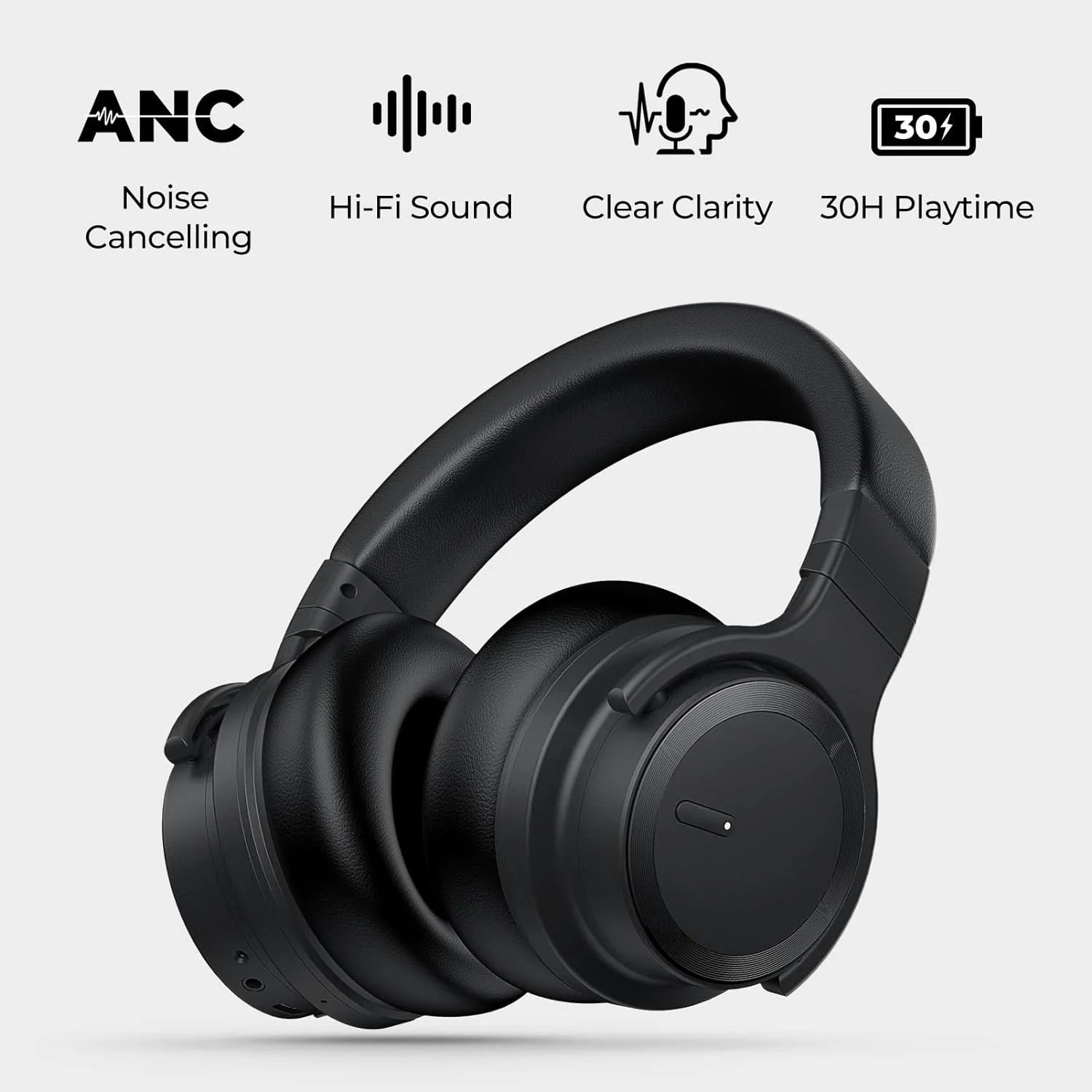 Bluetooth Headphones over Ear with Mic Deep Bass, Noise Cancelling , Black