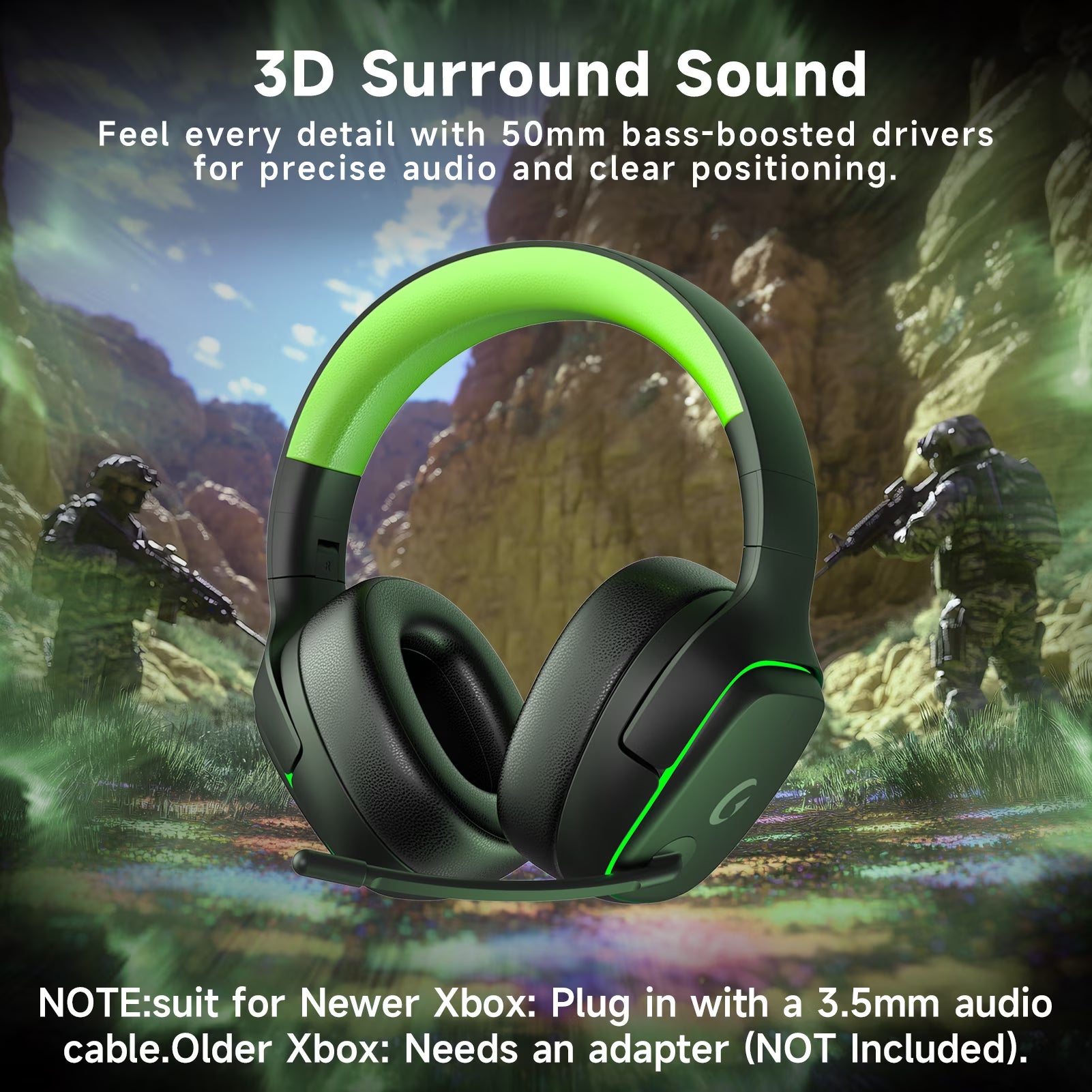 Wireless Gaming Headset 2.4Ghz for Ps5/Ps4/Pc/Switch, Bluetooth 5.3 Headphones with Noise-Canceling Mic