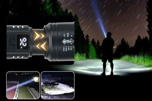 High Power Self Defense LED Flashlights USB Rechargeable Strong Hand Light Multifunctional Torch Lamp for Emergency Camping