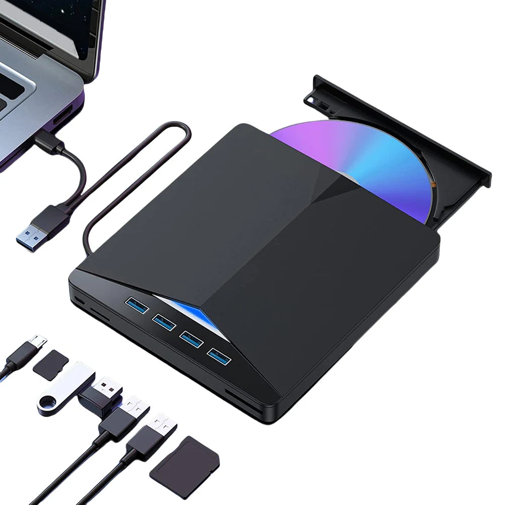 7 in 1 USB3.0 Type-C External CD DVD Burner Plug-And-Play