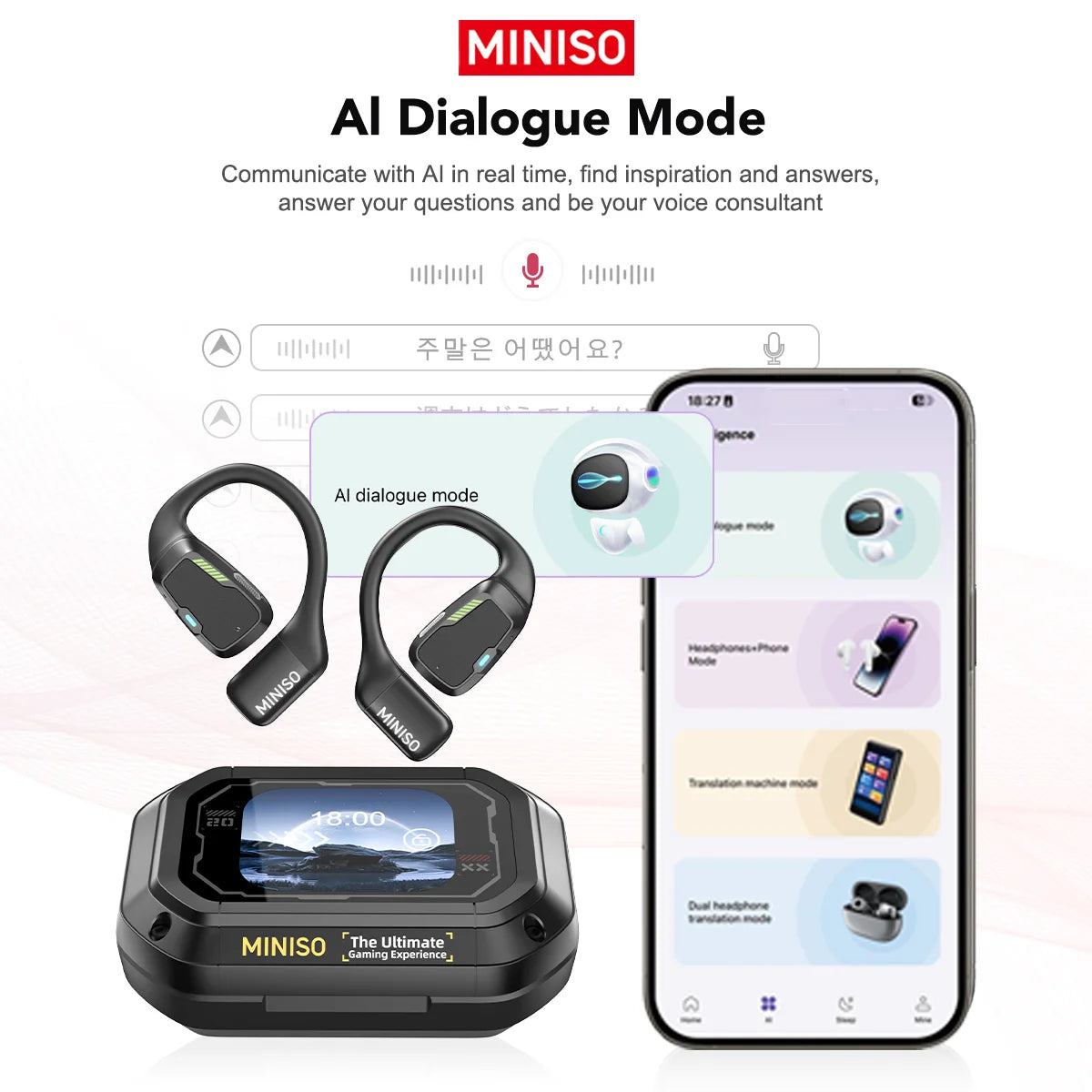 [AI Translator]  M98 Wireless Headphones OWS Sports Bluetooth Earphones Gaming Headset ASMR APP Translation Earbuds IPX5