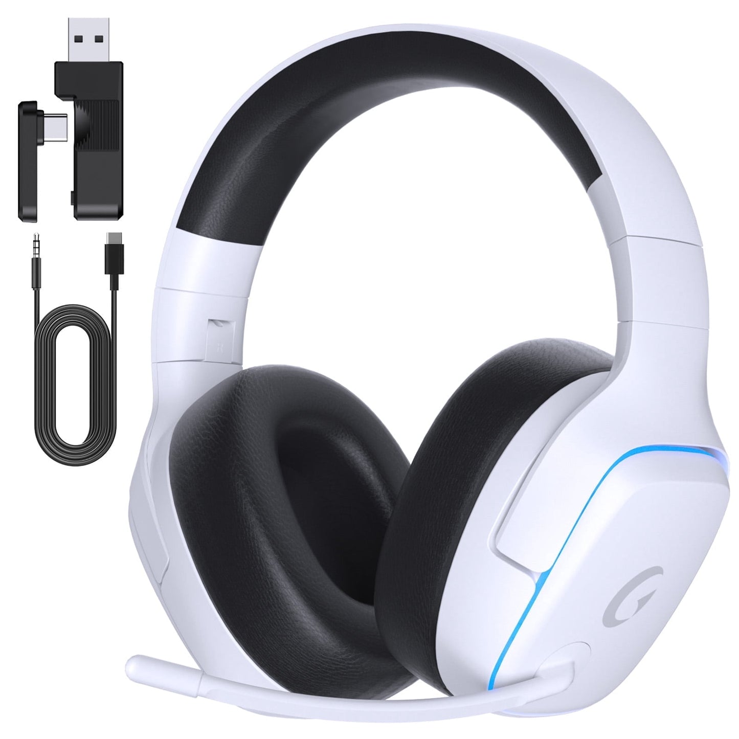 Wireless Gaming Headset 2.4Ghz for Ps5/Ps4/Pc/Switch, Bluetooth 5.3 Headphones with Noise-Canceling Mic