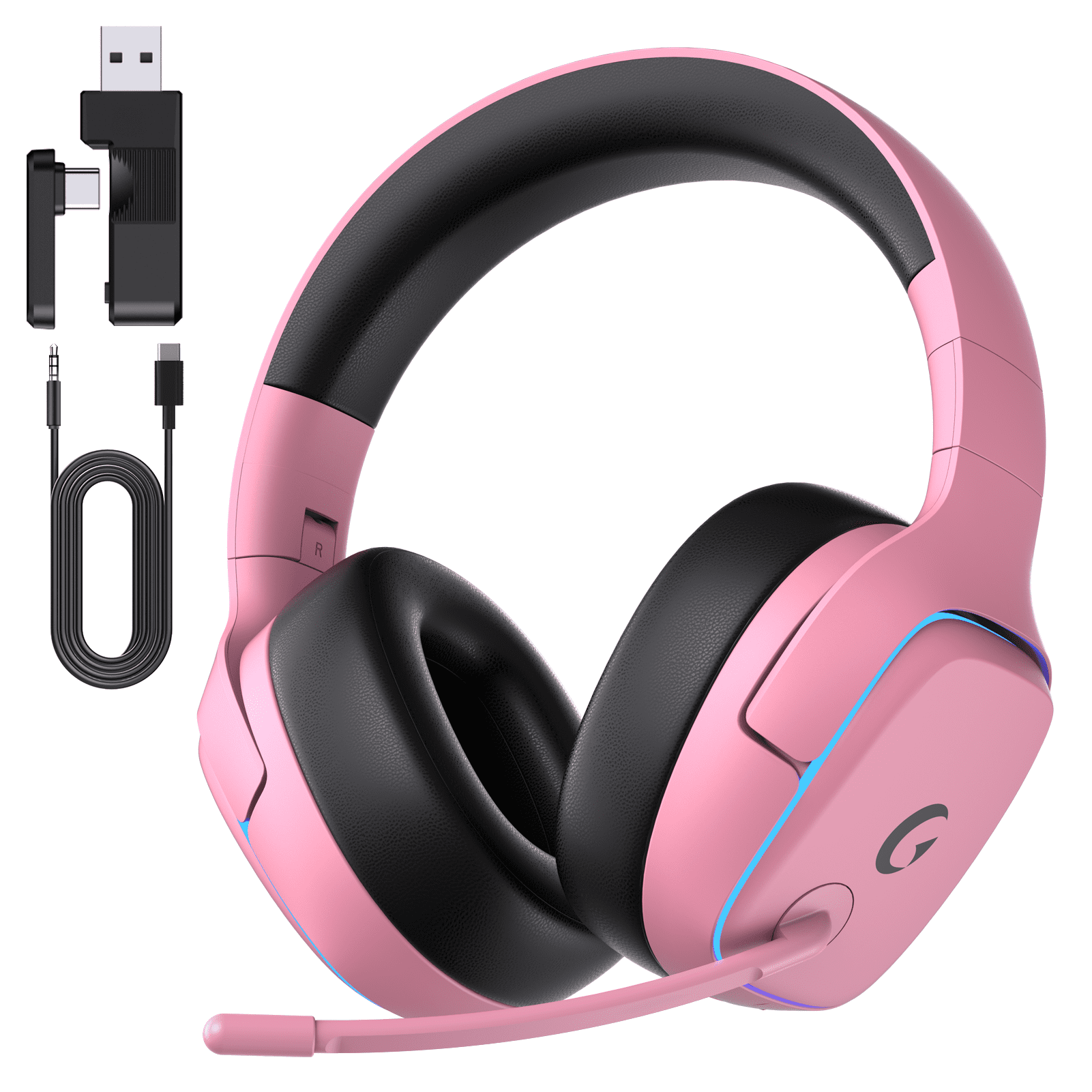 Wireless Gaming Headset 2.4Ghz for Ps5/Ps4/Pc/Switch, Bluetooth 5.3 Headphones with Noise-Canceling Mic