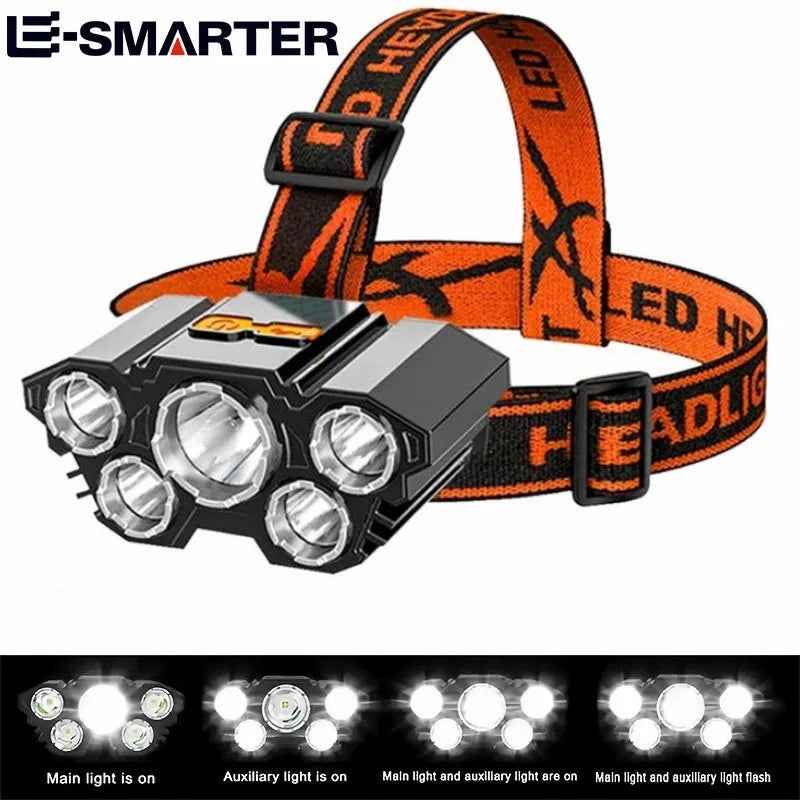 5 LED Flashlight Rechargeable Head Light 