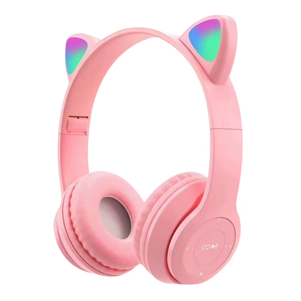 Wireless Headphones Glow Light Gaming Headset Stereo Bass Bluetooth-Compatible Helmets Sports Headphones for Kids and Adult