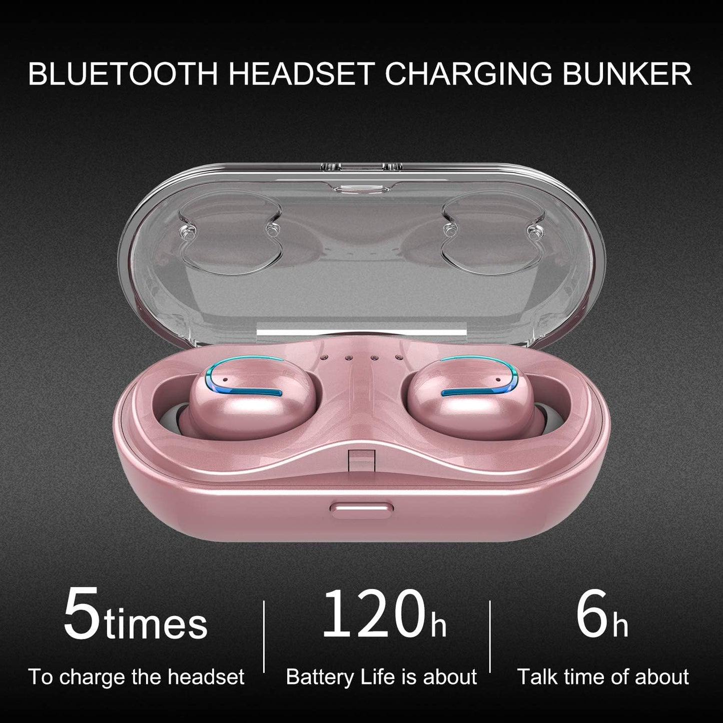 Mini Wireless Earbuds, Bluetooth Earphones in Ear with Charging Case, IPX7 Waterproof Wireless Mini TWS Mic Hi-Fi Stereo Sport Headphones for Iphone/Samsung/Android(Rose Gold)
