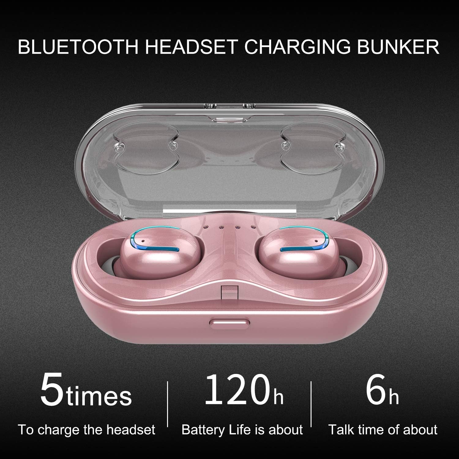 Mini Wireless Earbuds, Bluetooth Earphones in Ear with Charging Case, IPX7 Waterproof Wireless Mini TWS Mic Hi-Fi Stereo Sport Headphones for Iphone/Samsung/Android(Rose Gold)