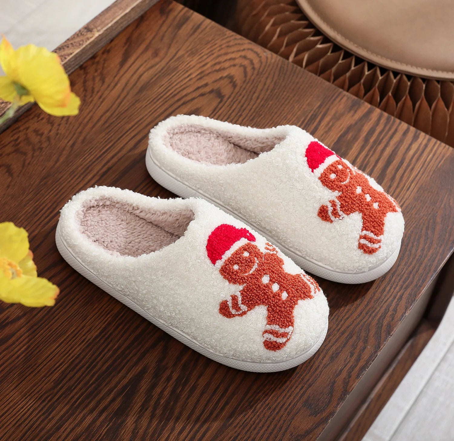 Christmas Gingerbread Cotton Slippers