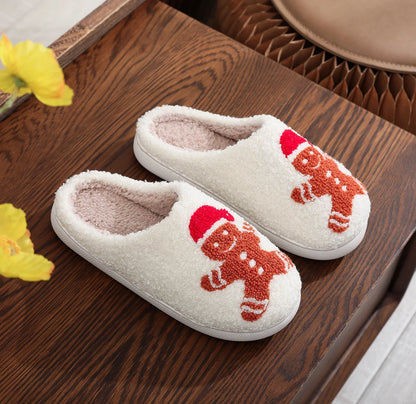 Christmas Gingerbread Cotton Slippers